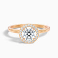 Aura 5 Carat Round Halo Pave Moissanite Engagement Ring in 10k Rose Gold