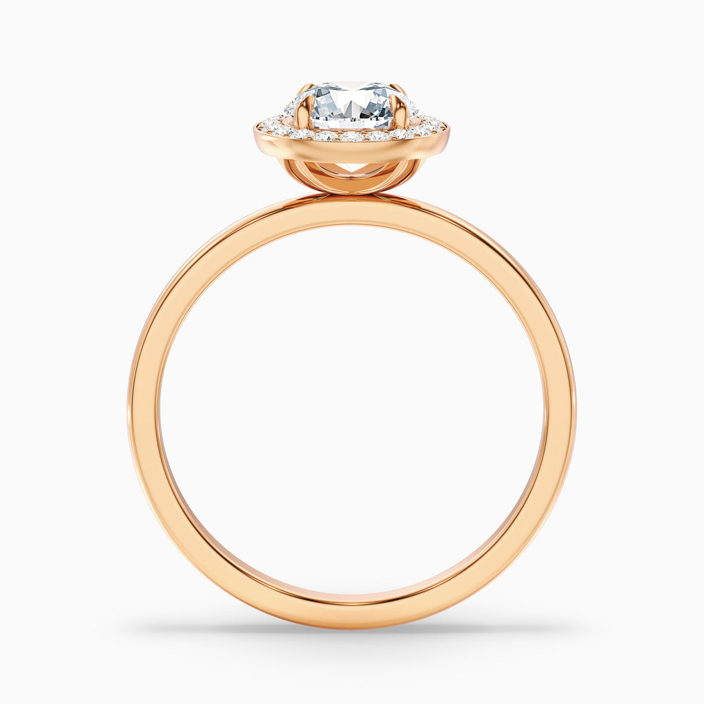 Aura 2 Carat Round Halo Pave Moissanite Engagement Ring in 14k White Gold
