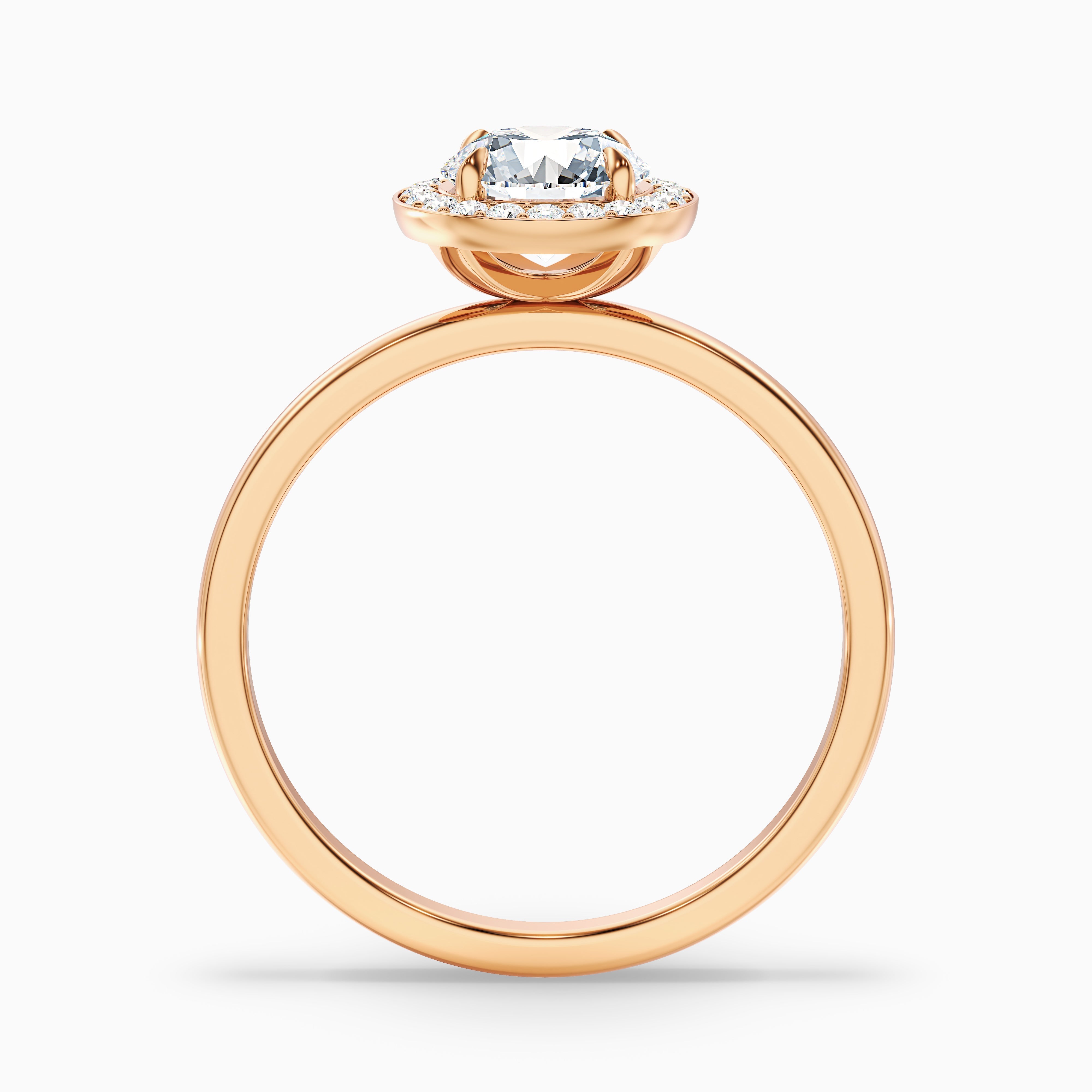 Aura 5 Carat Round Halo Pave Moissanite Engagement Ring in 10k Rose Gold