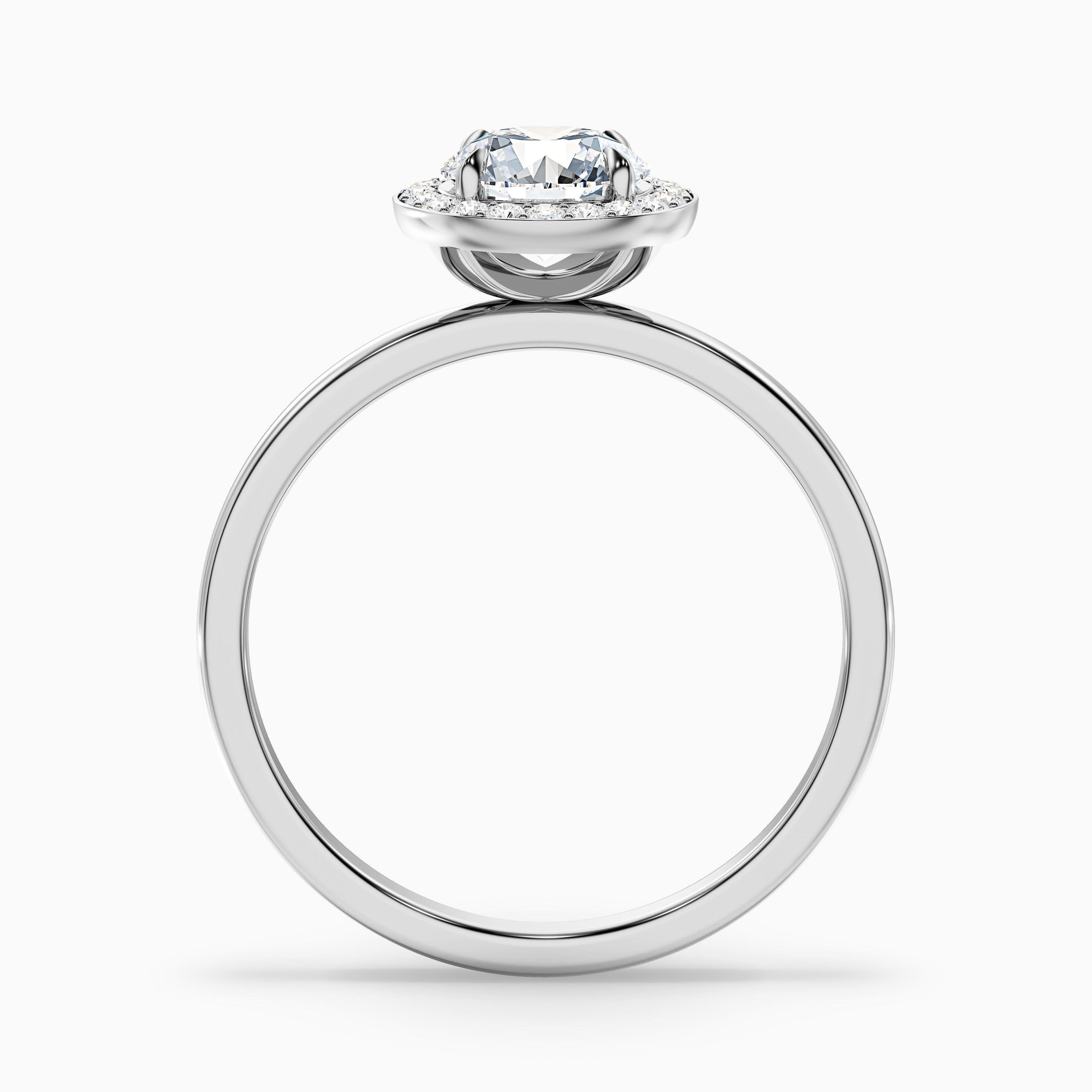 Aura 5 Carat Round Halo Pave Moissanite Engagement Ring in Platinum