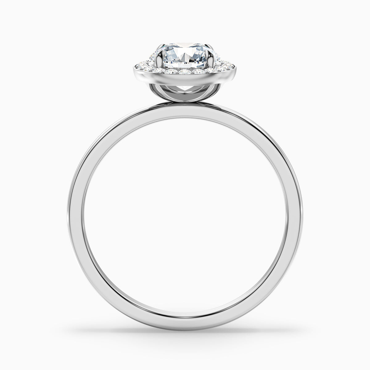 Aura 2 Carat Round Halo Pave Moissanite Engagement Ring in 18k Rose Gold