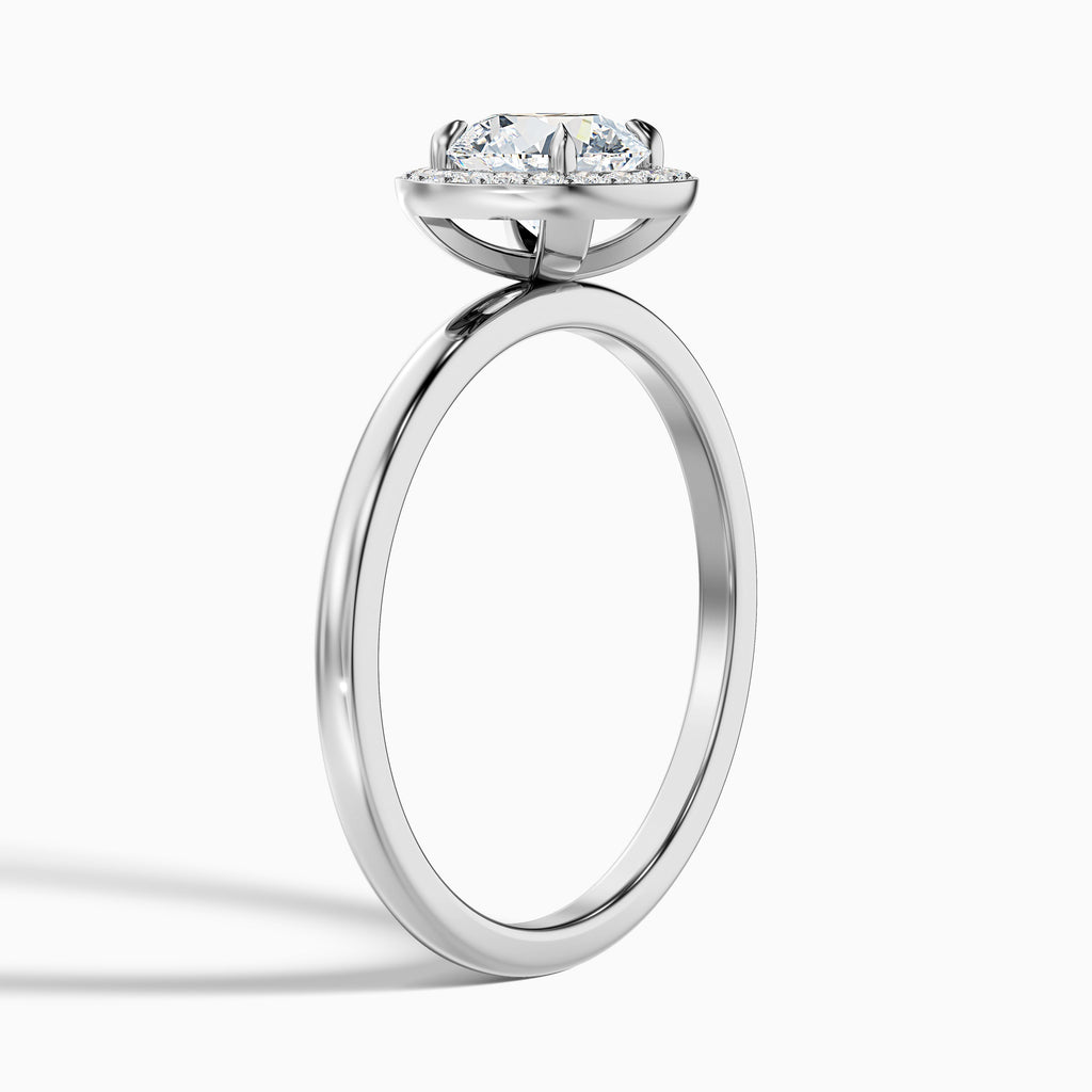 Aura 3.5 Carat Round Halo Pave Moissanite Engagement Ring in 10k White Gold
