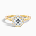Aura 3.5 Carat Round Halo Pave Moissanite Engagement Ring in 10k Yellow Gold