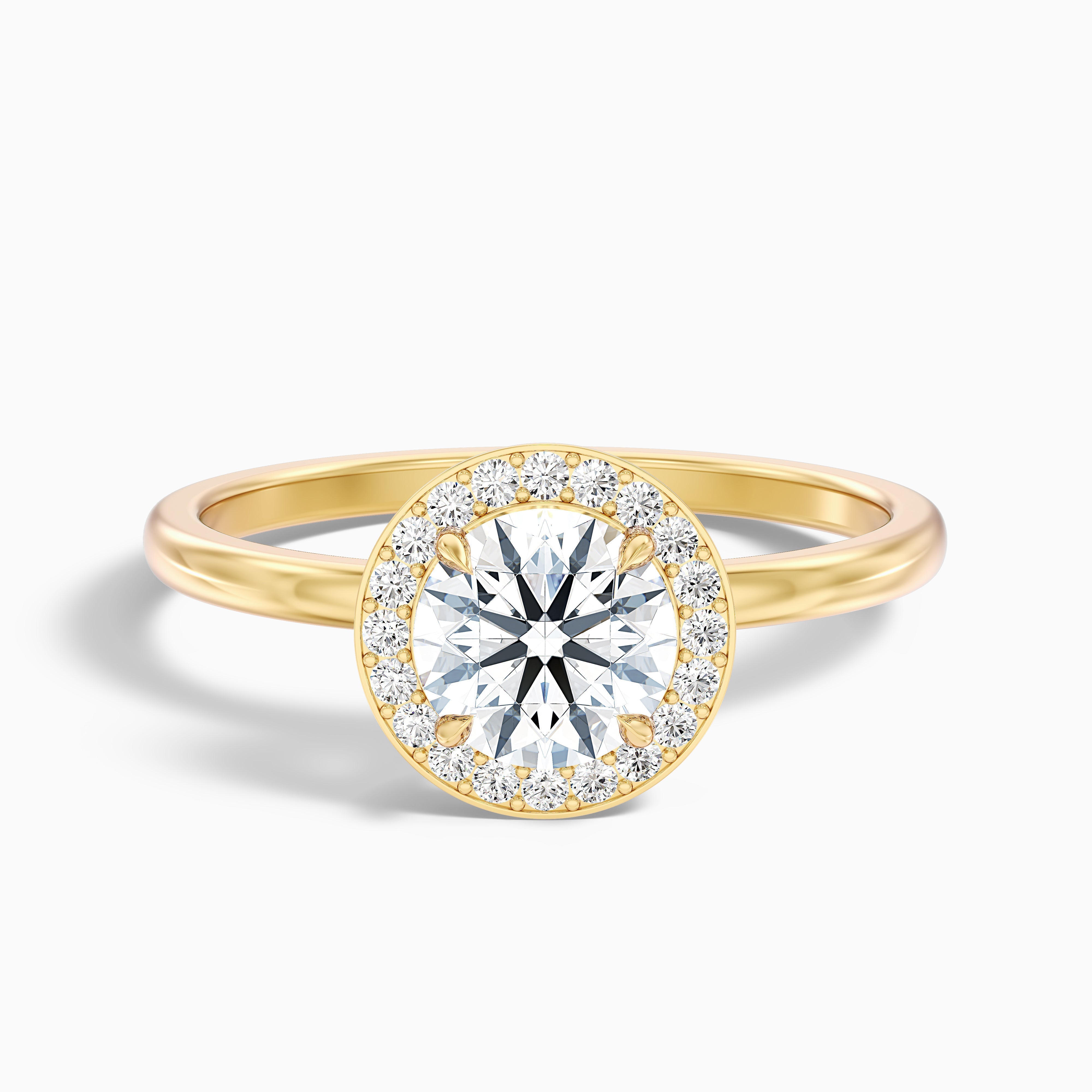 Aura 4.5 Carat Round Halo Pave Moissanite Engagement Ring in 10k White Gold