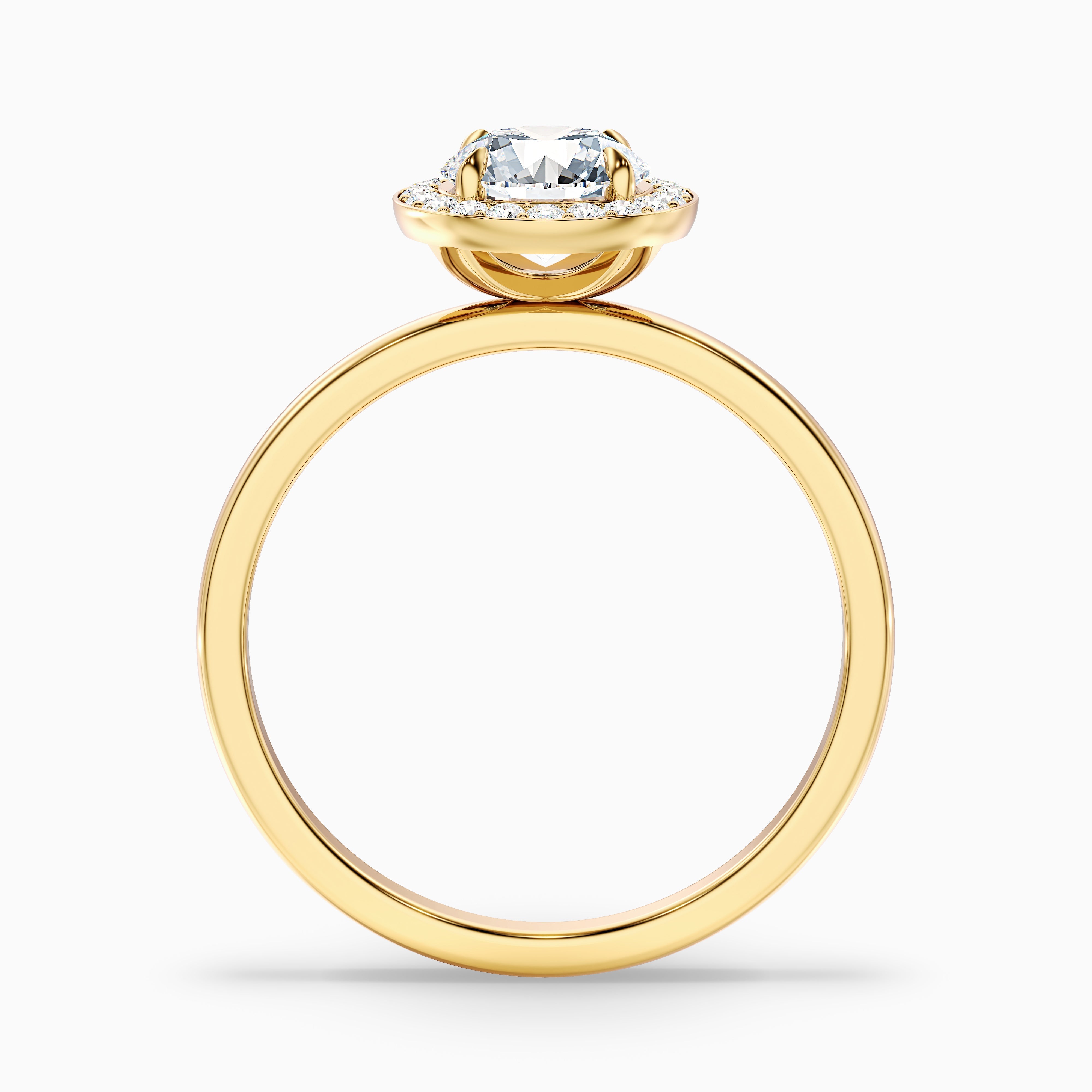 Aura 4.5 Carat Round Halo Pave Moissanite Engagement Ring in 18k Yellow Gold
