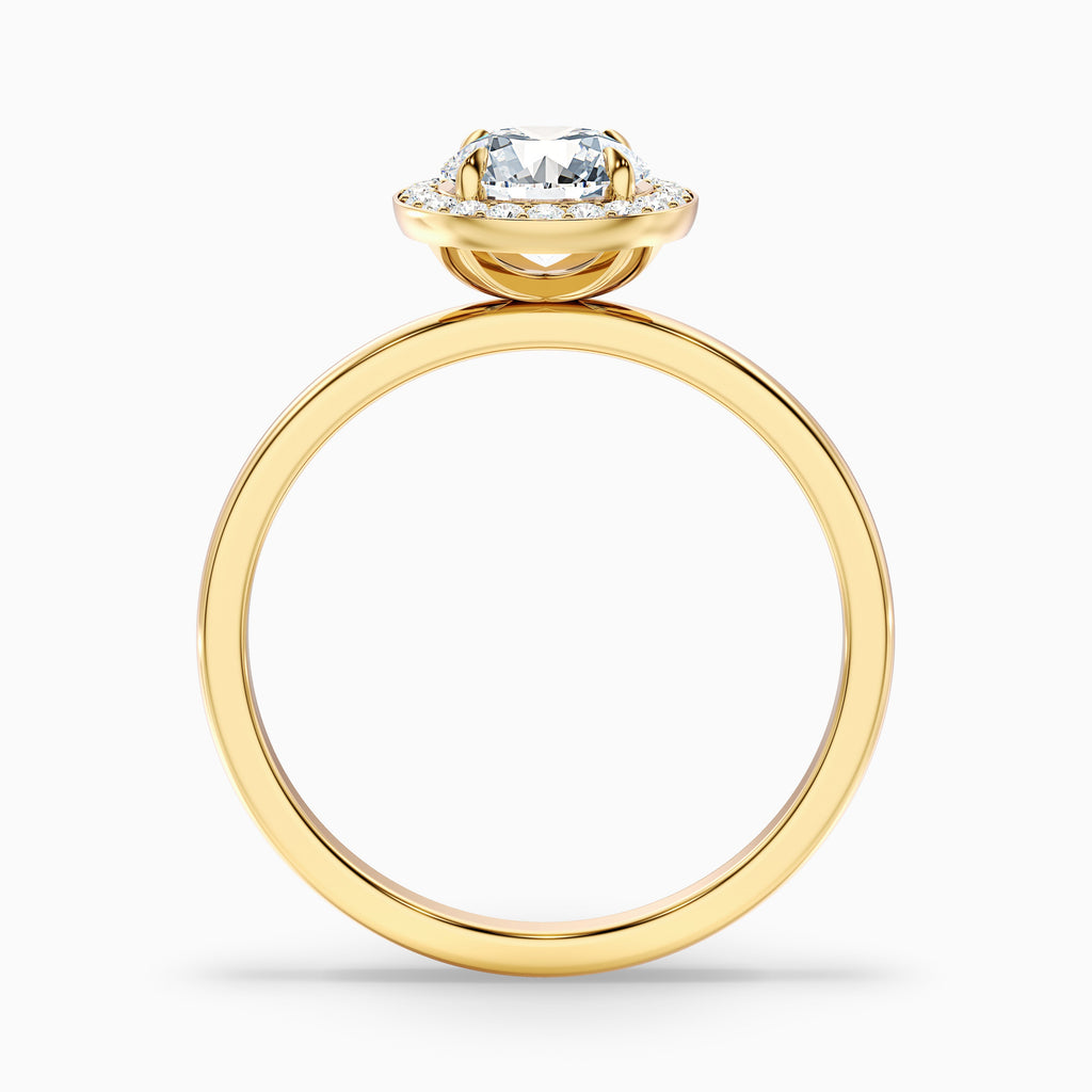 Aura 4 Carat Round Halo Pave Moissanite Engagement Ring in 18k Yellow Gold