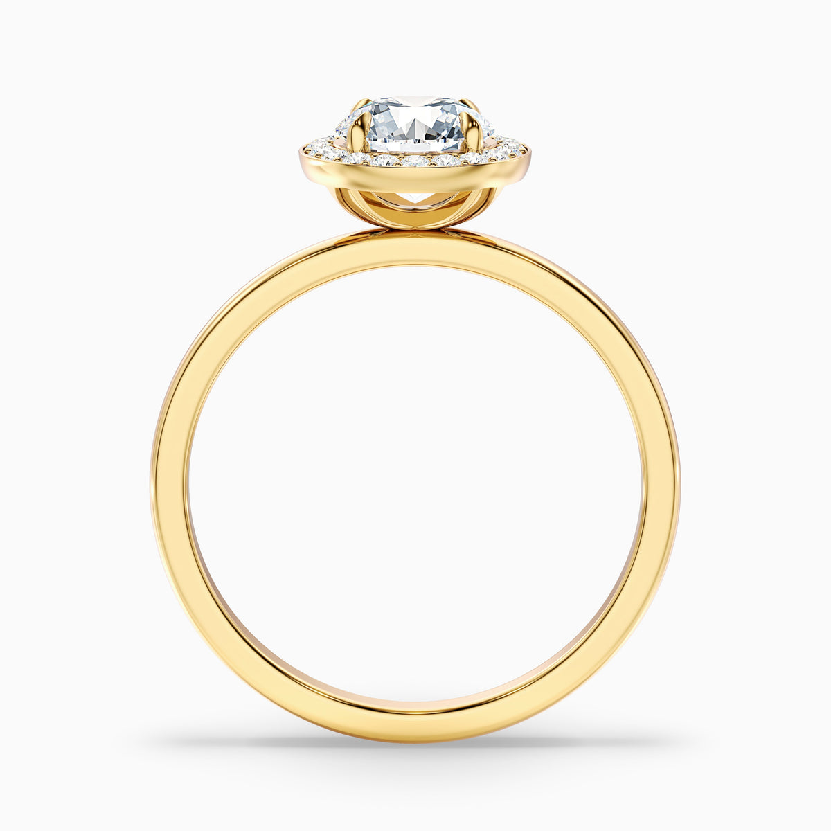 Aura 3.5 Carat Round Halo Pave Moissanite Engagement Ring in 18k White Gold