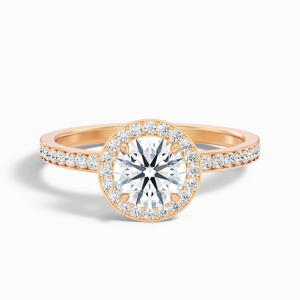 Nyra 5 Carat Round Halo Pave Moissanite Engagement Ring in 14k White Gold