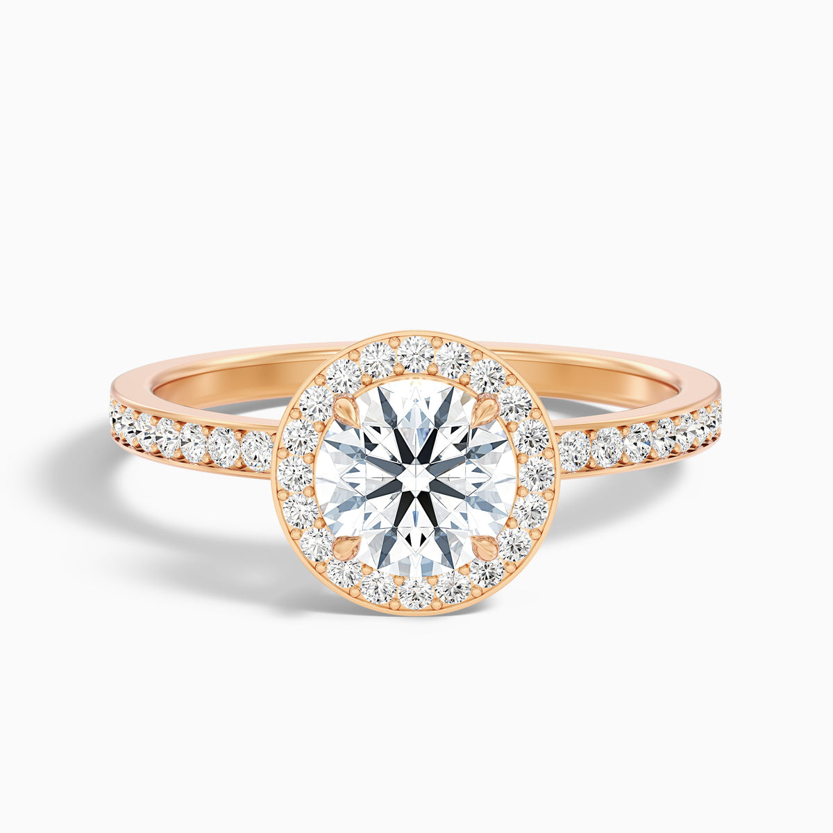 Nyra 5.5 Carat Round Halo Pave Moissanite Engagement Ring in 10k White Gold
