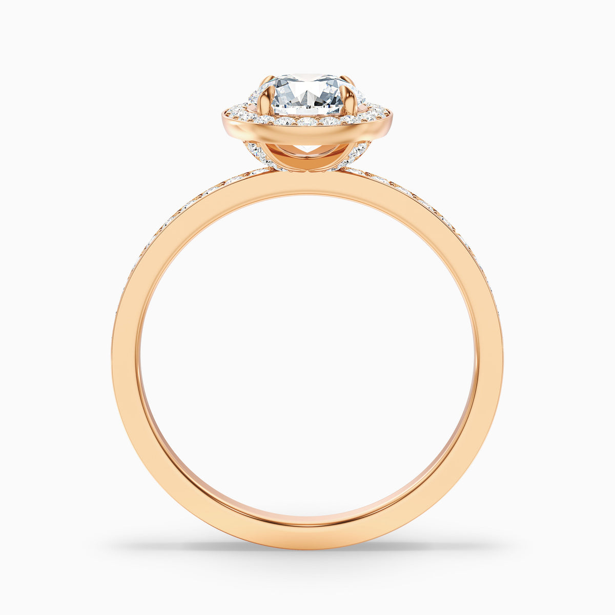 Nyra 3 Carat Round Halo Pave Moissanite Engagement Ring in 18k White Gold
