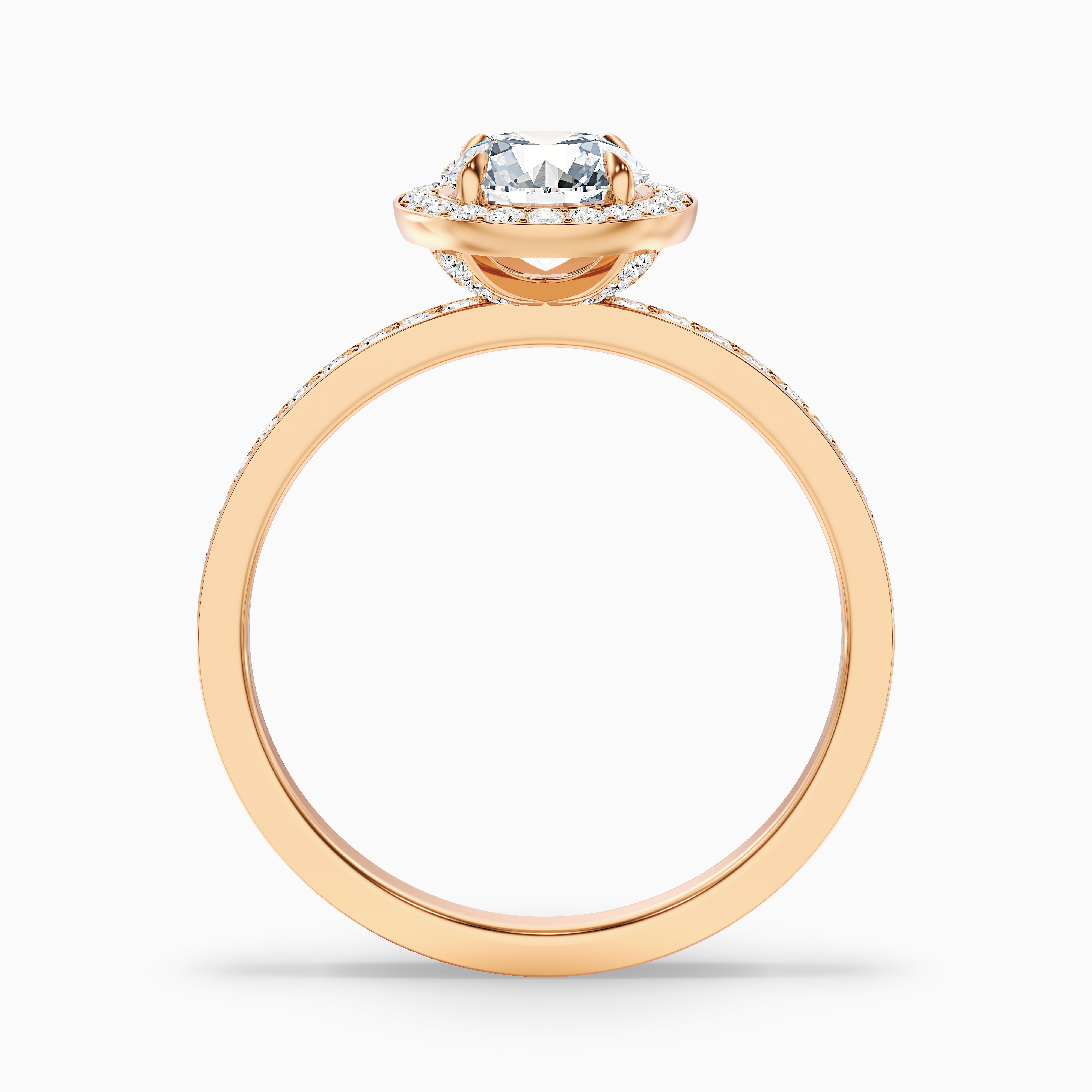 Nyra 5.5 Carat Round Halo Pave Moissanite Engagement Ring in 14k Rose Gold