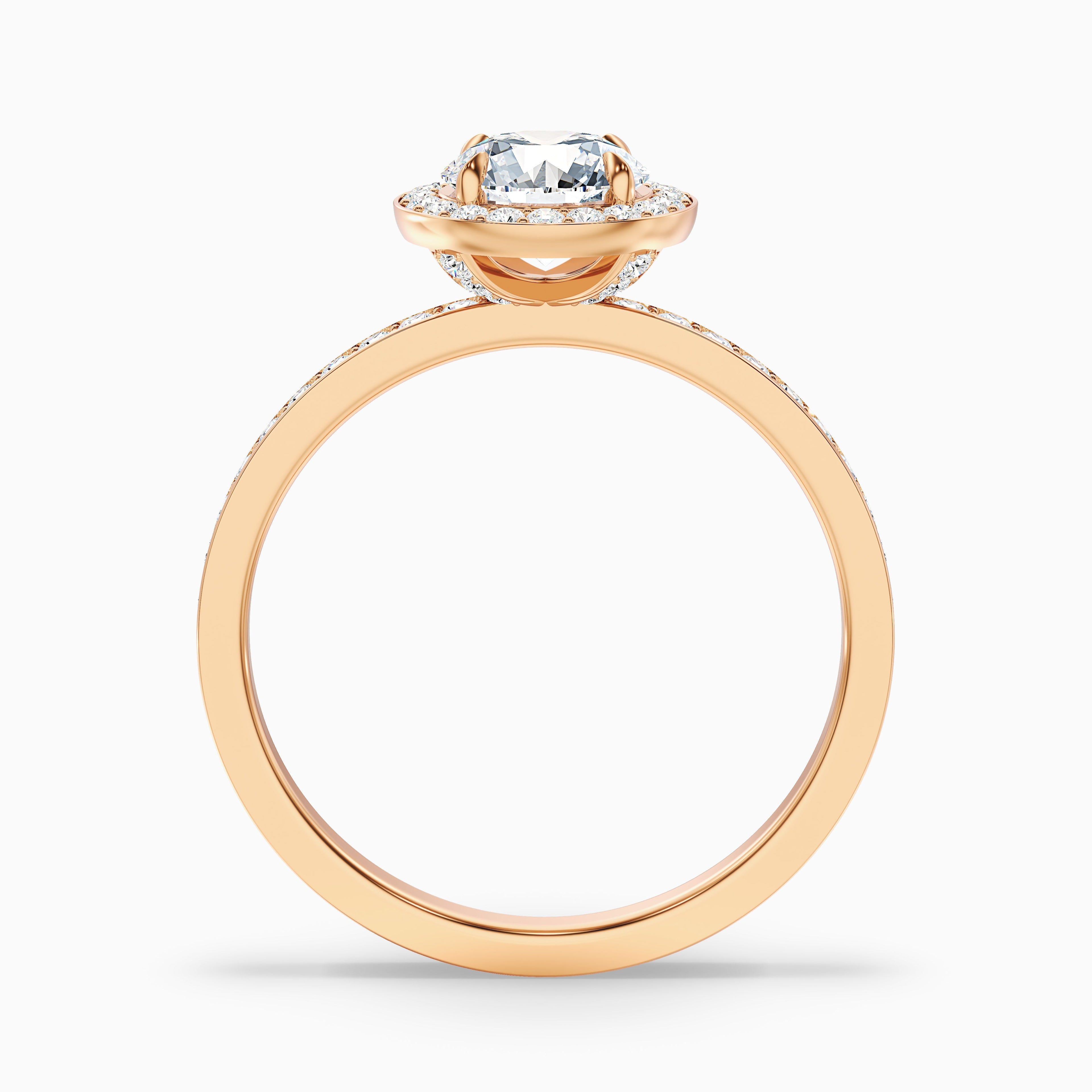 Nyra 4 Carat Round Halo Pave Moissanite Engagement Ring in Platinum