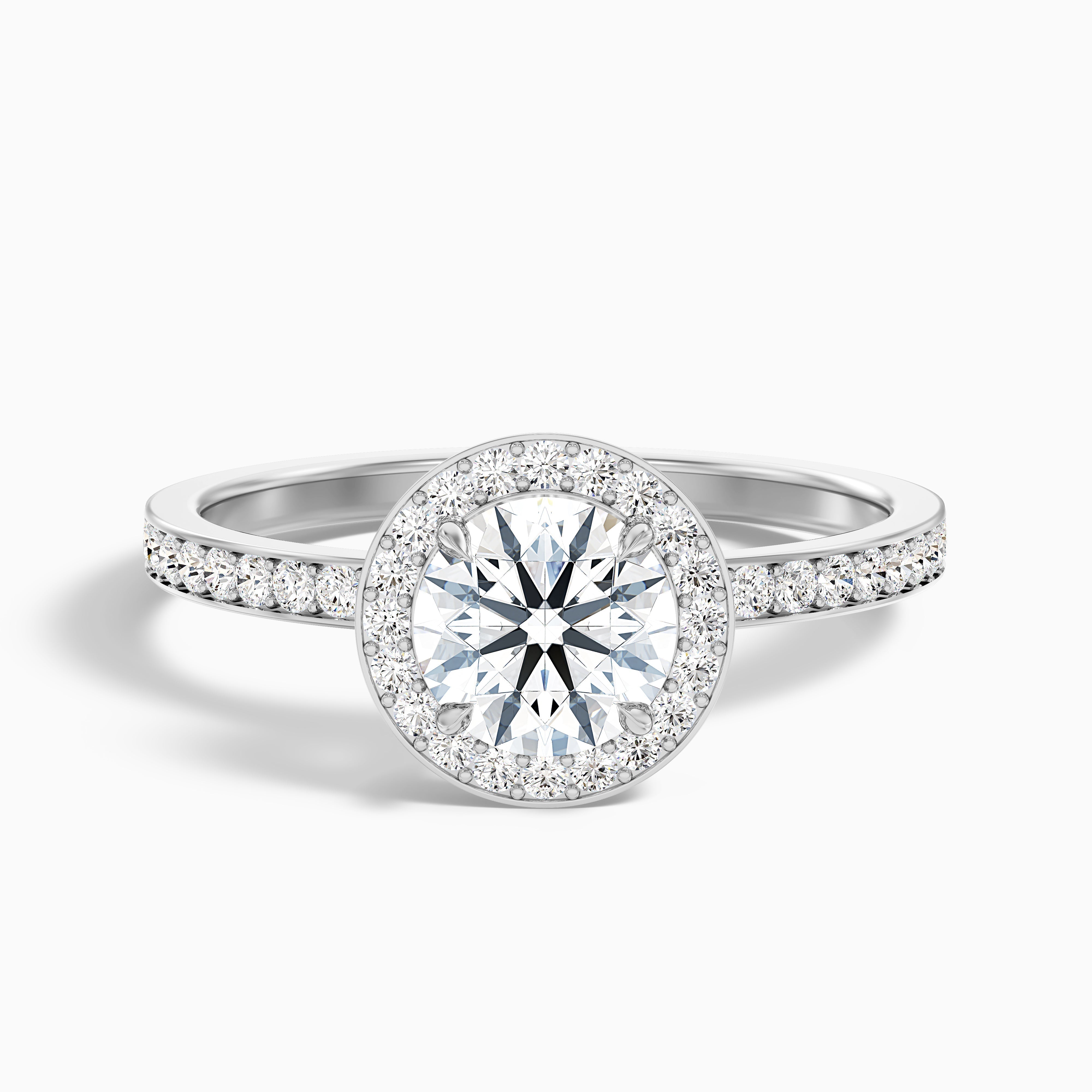 Nyra 5.5 Carat Round Halo Pave Moissanite Engagement Ring in 10k White Gold
