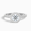 Nyra 3 Carat Round Halo Pave Moissanite Engagement Ring in Platinum