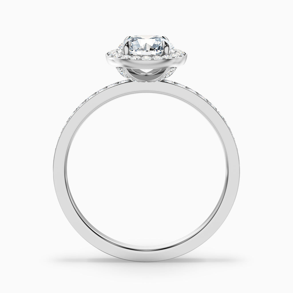 Nyra 2 Carat Round Halo Pave Moissanite Engagement Ring in 10k White Gold