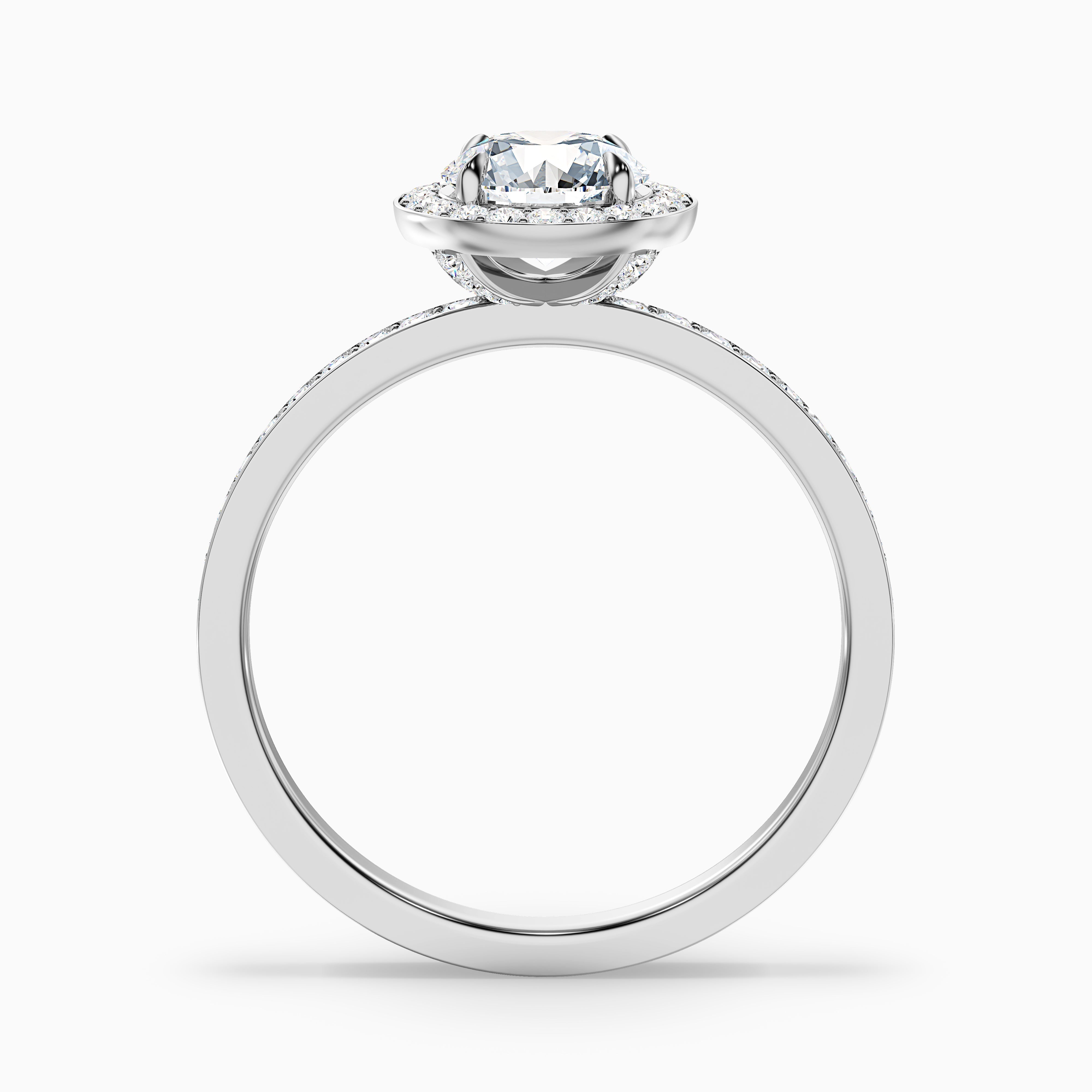 Nyra 5.5 Carat Round Halo Pave Moissanite Engagement Ring in 14k White Gold
