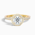 Nyra 1 Carat Round Halo Pave Moissanite Engagement Ring in 14k Yellow Gold