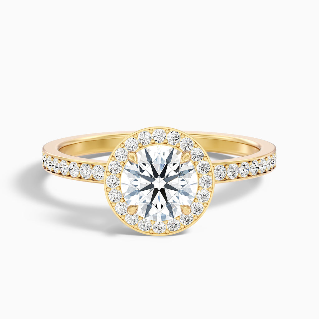 Nyra 3 Carat Round Halo Pave Moissanite Engagement Ring in 18k Rose Gold