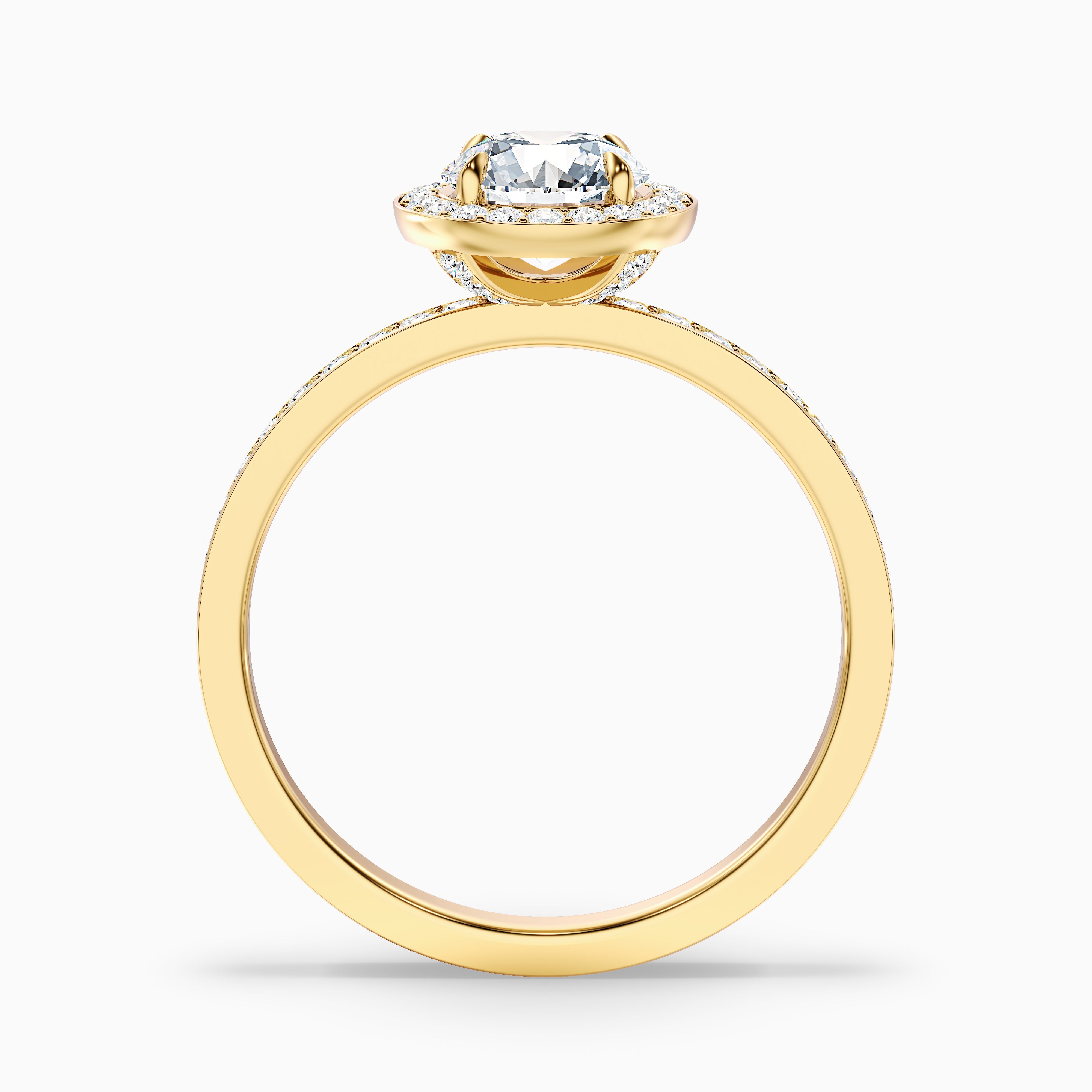 Nyra 5.5 Carat Round Halo Pave Moissanite Engagement Ring in 14k Yellow Gold