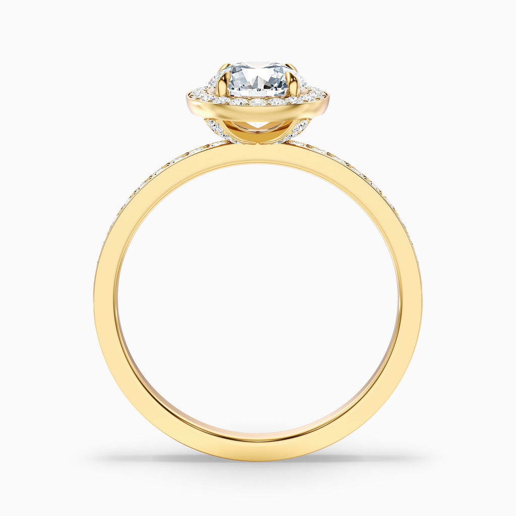 Nyra 5.5 Carat Round Halo Pave Moissanite Engagement Ring in 10k Yellow Gold