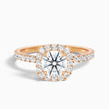 Zia 3.5 Carat Round Cut Halo Pave Moissanite Engagement Ring in 14k Rose Gold