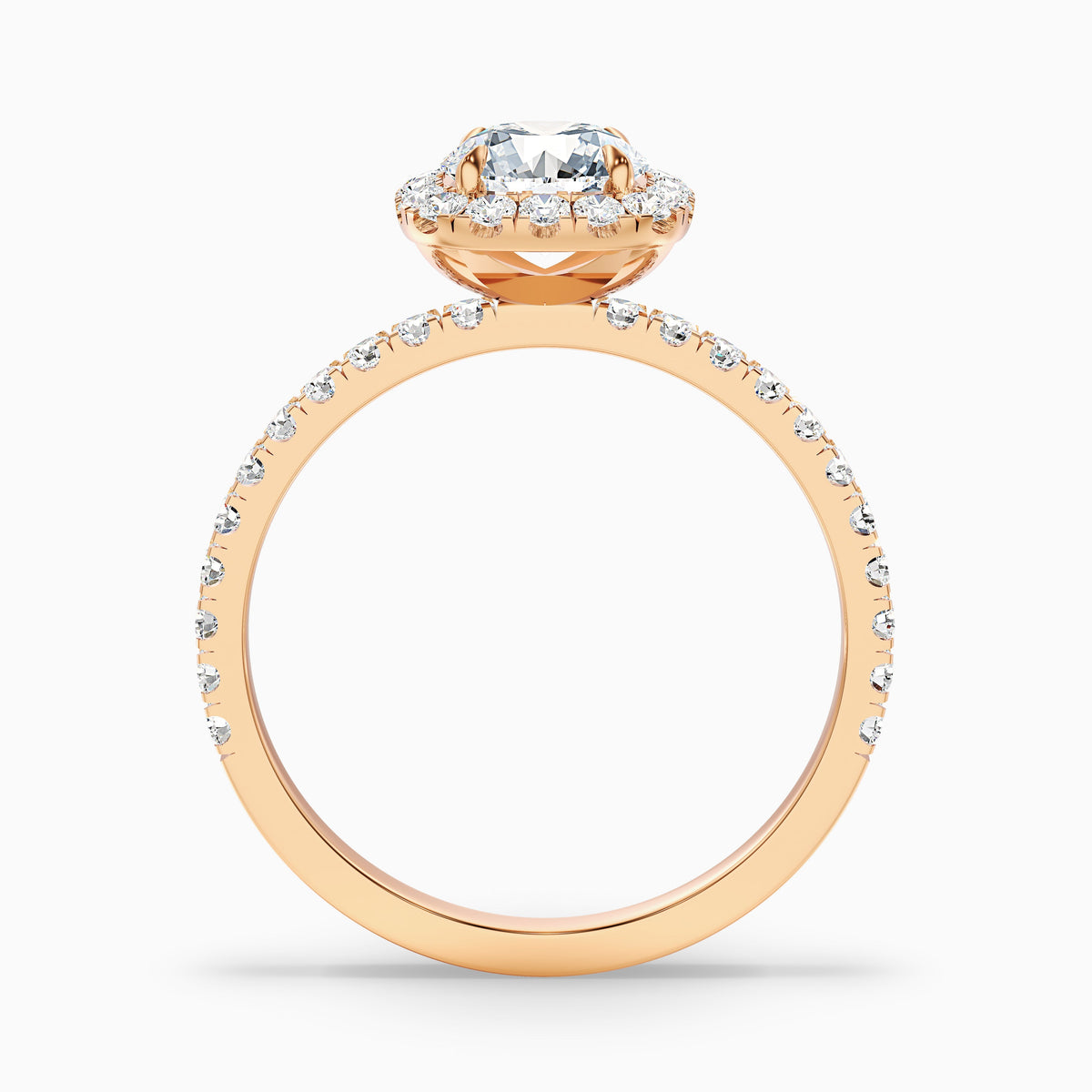 Zia 5.5 Carat Round Cut Halo Pave Moissanite Engagement Ring in 18k White Gold