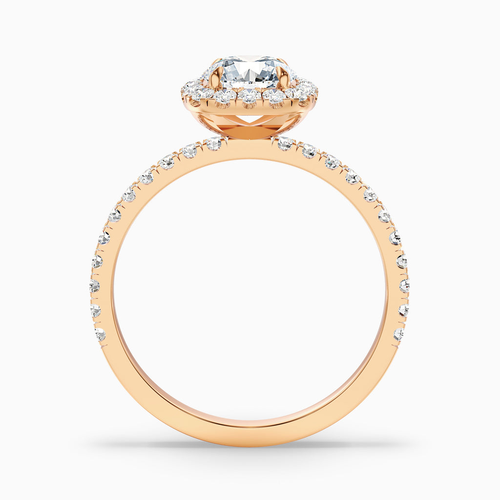 Zia 5.5 Carat Round Cut Halo Pave Moissanite Engagement Ring in 10k Rose Gold