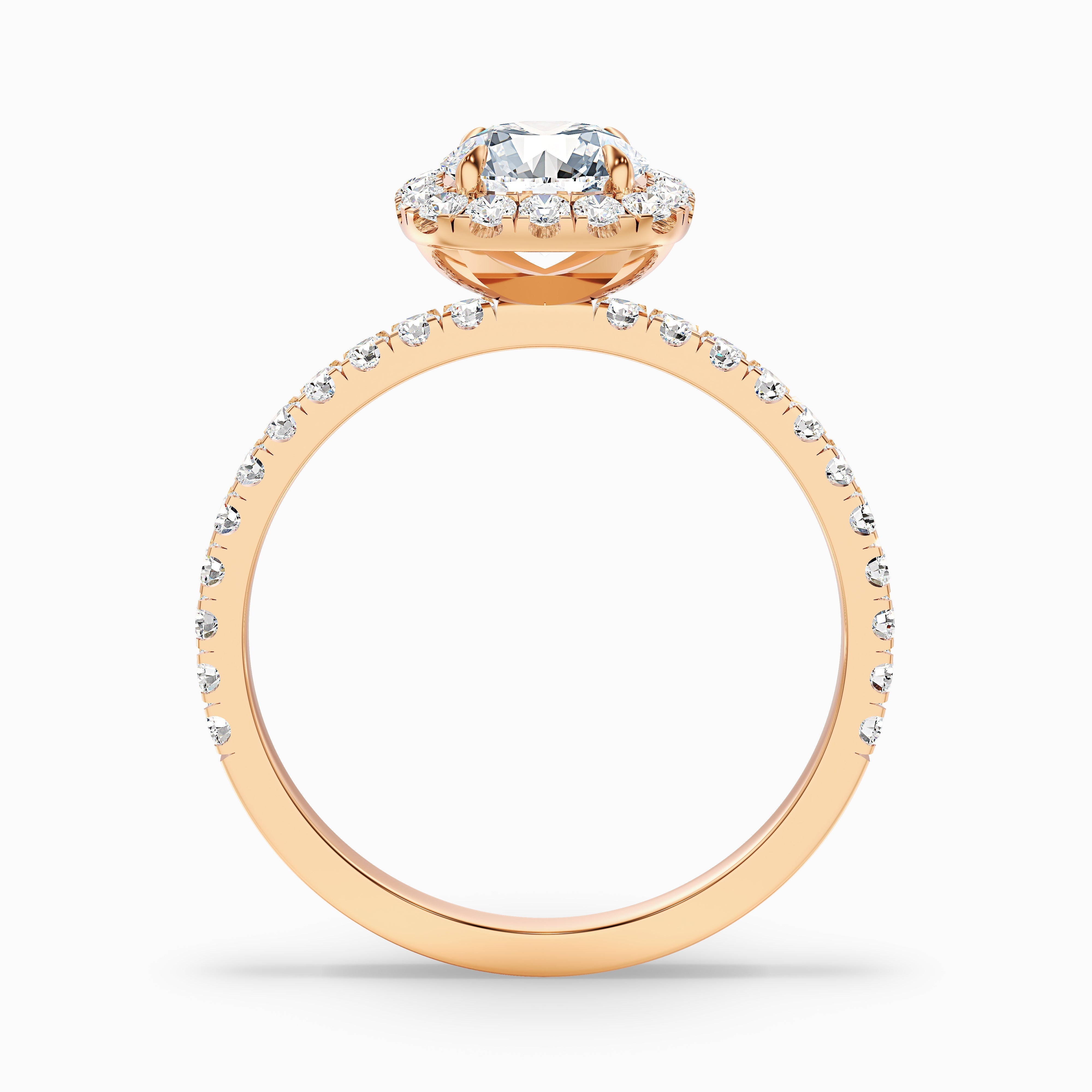 Zia 4.5 Carat Round Cut Halo Pave Moissanite Engagement Ring in 18k Rose Gold
