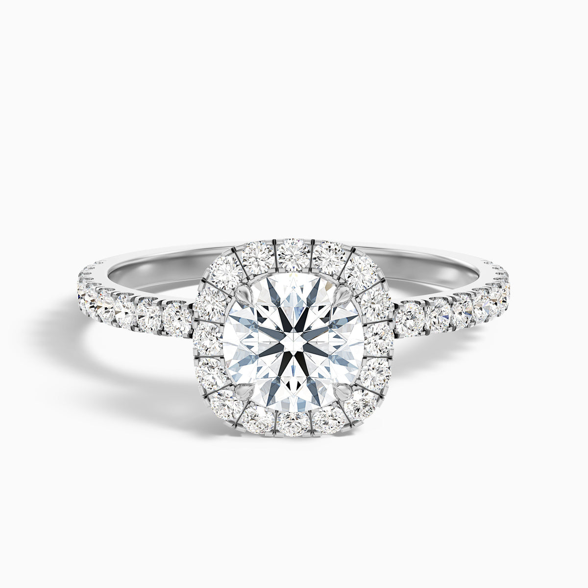 Zia 3.5 Carat Round Cut Halo Pave Moissanite Engagement Ring in 10k Yellow Gold