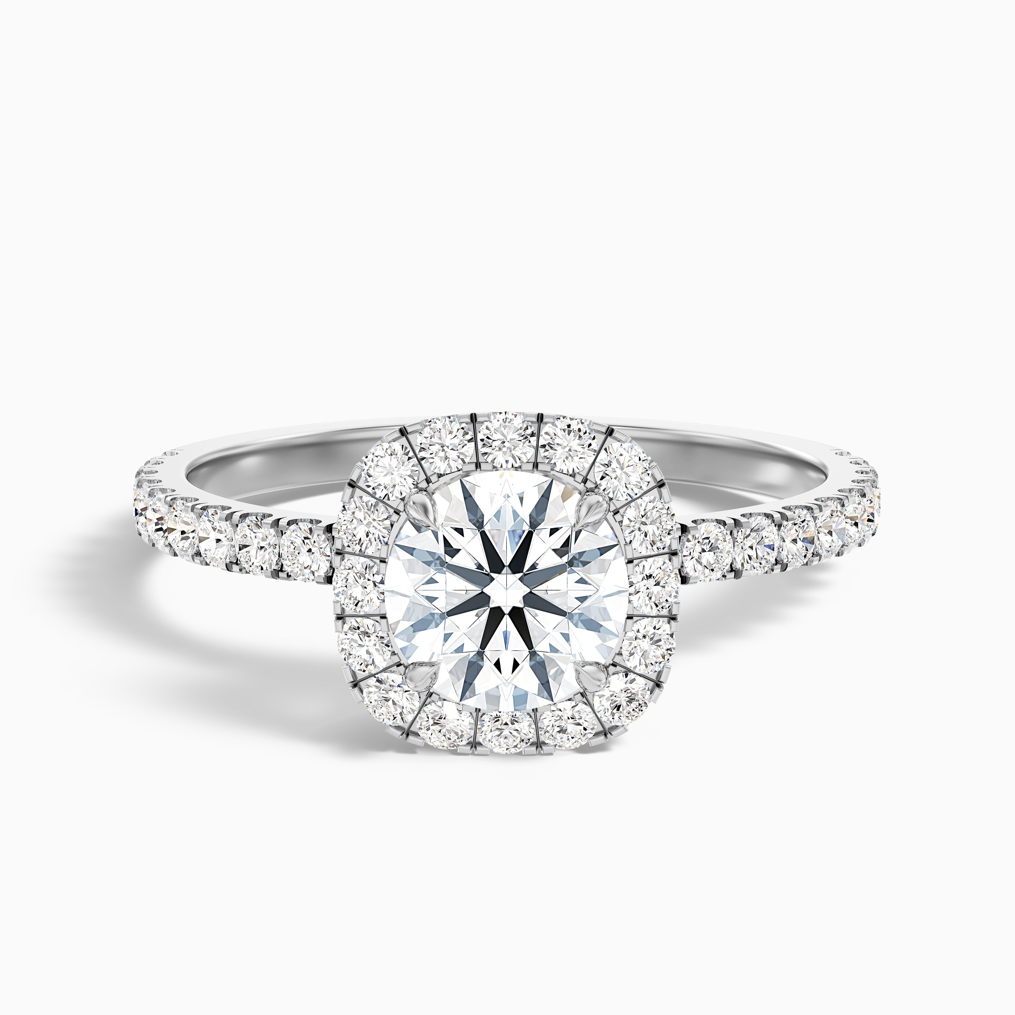Zia 5.5 Carat Round Cut Halo Pave Moissanite Engagement Ring in Platinum