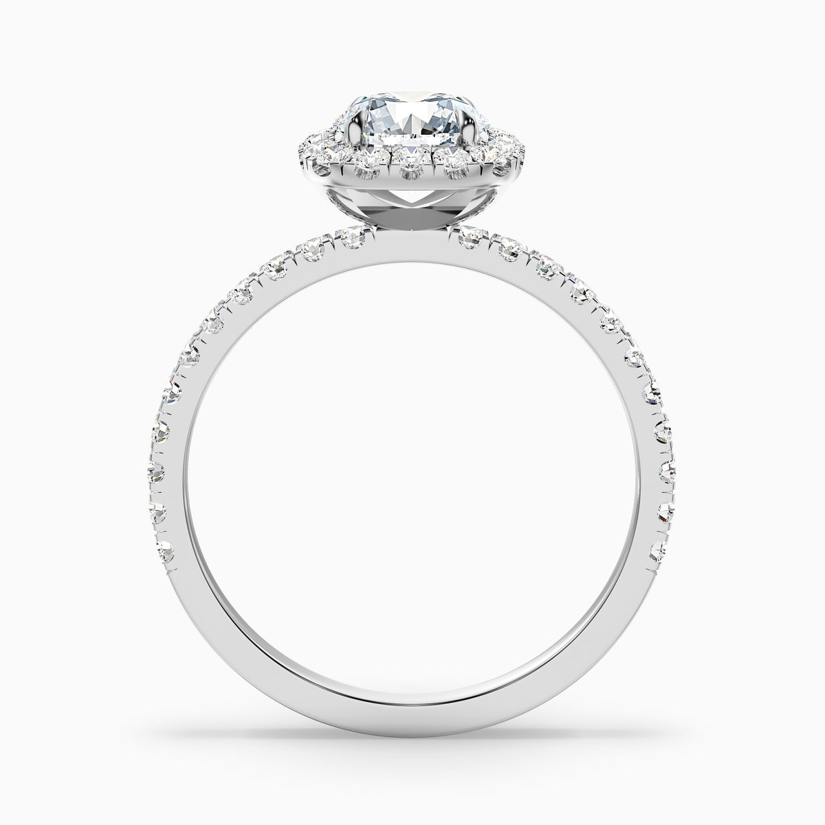 Zia 4.5 Carat Round Cut Halo Pave Moissanite Engagement Ring in 10k Rose Gold