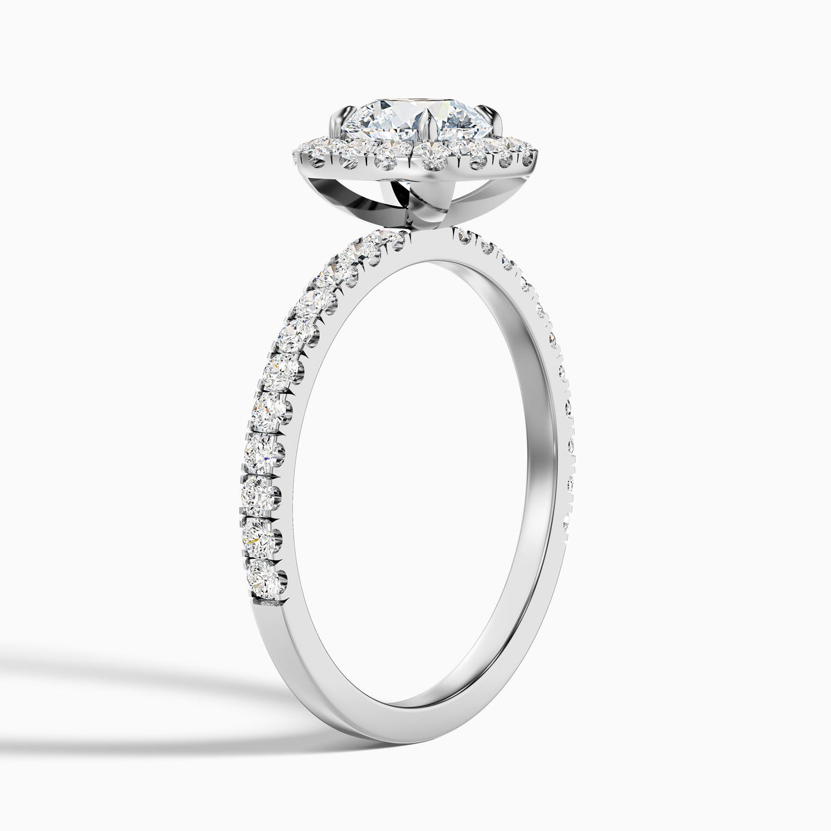 Zia 3 Carat Round Cut Halo Pave Moissanite Engagement Ring in 10k Yellow Gold