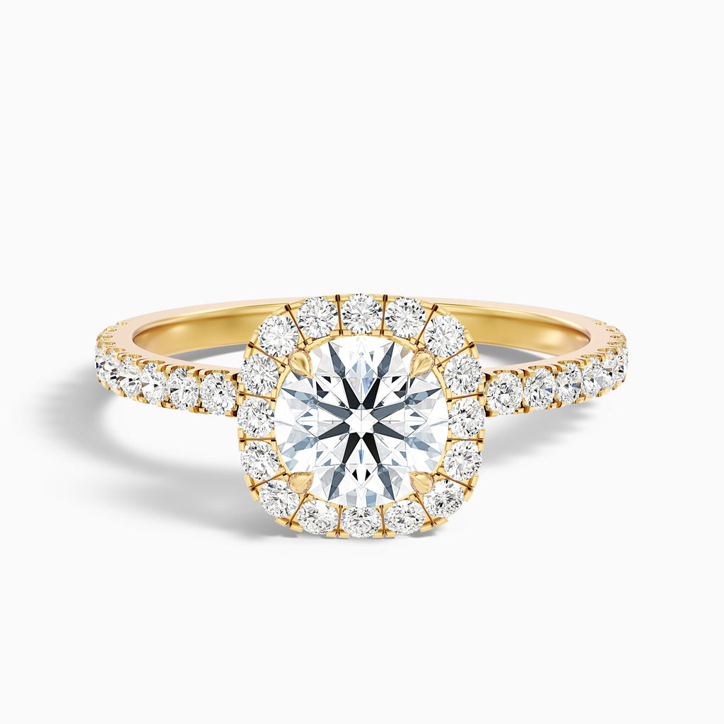 Zia 4.5 Carat Round Cut Halo Pave Moissanite Engagement Ring in Platinum