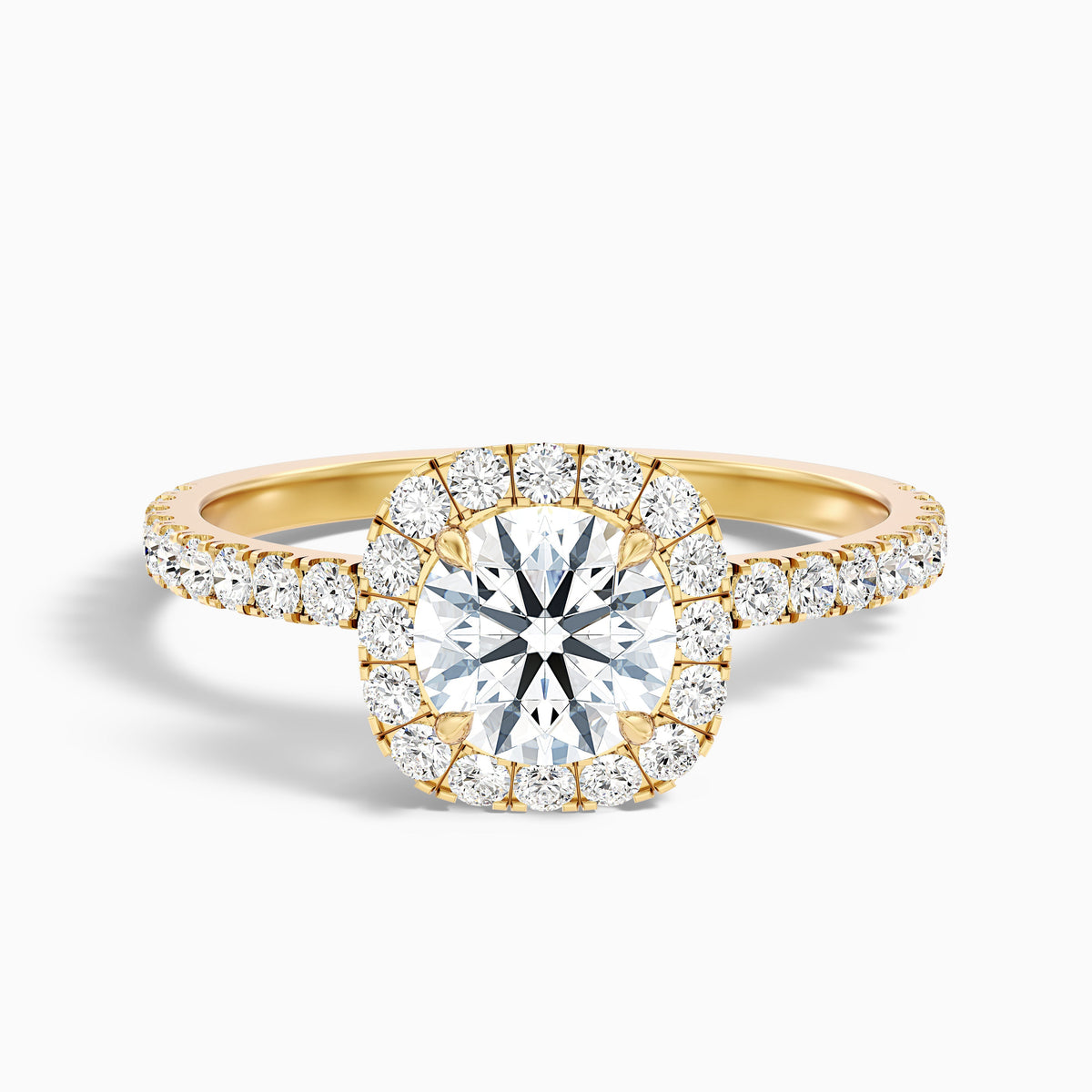 Zia 4 Carat Round Cut Halo Pave Moissanite Engagement Ring in 14k White Gold