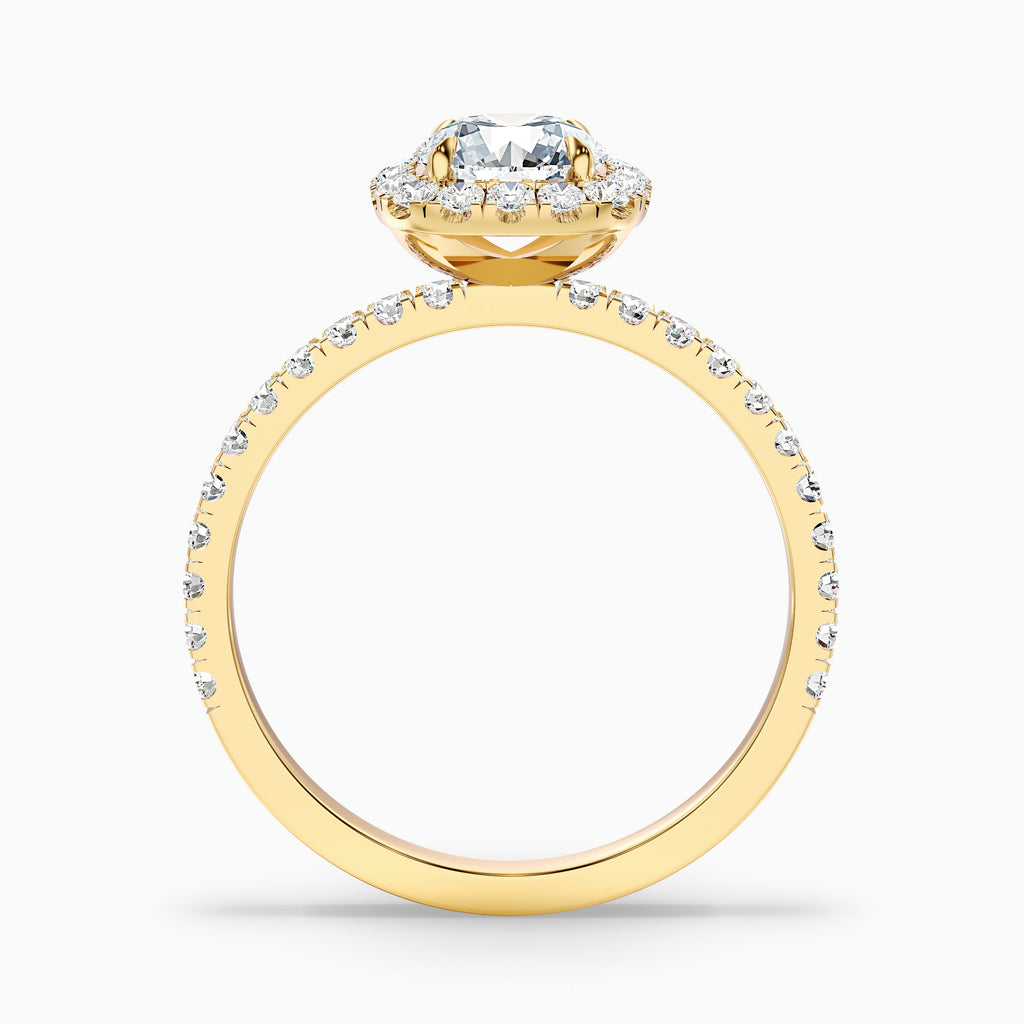 Zia 3.5 Carat Round Cut Halo Pave Moissanite Engagement Ring in 10k Rose Gold