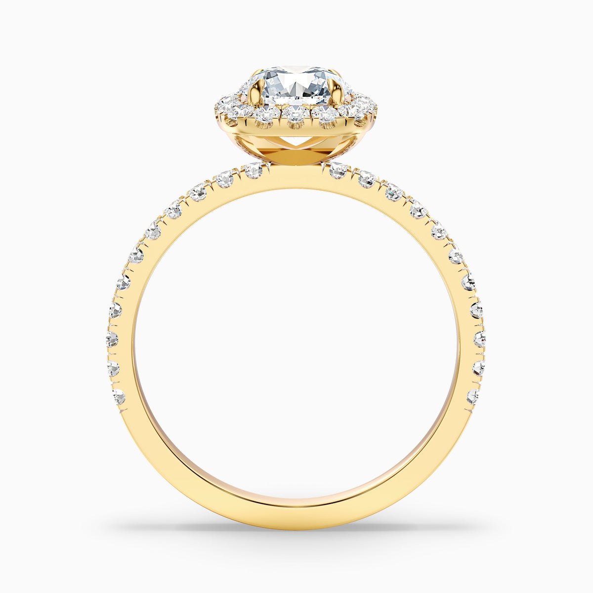 Zia 2 Carat Round Cut Halo Pave Moissanite Engagement Ring in 18k White Gold