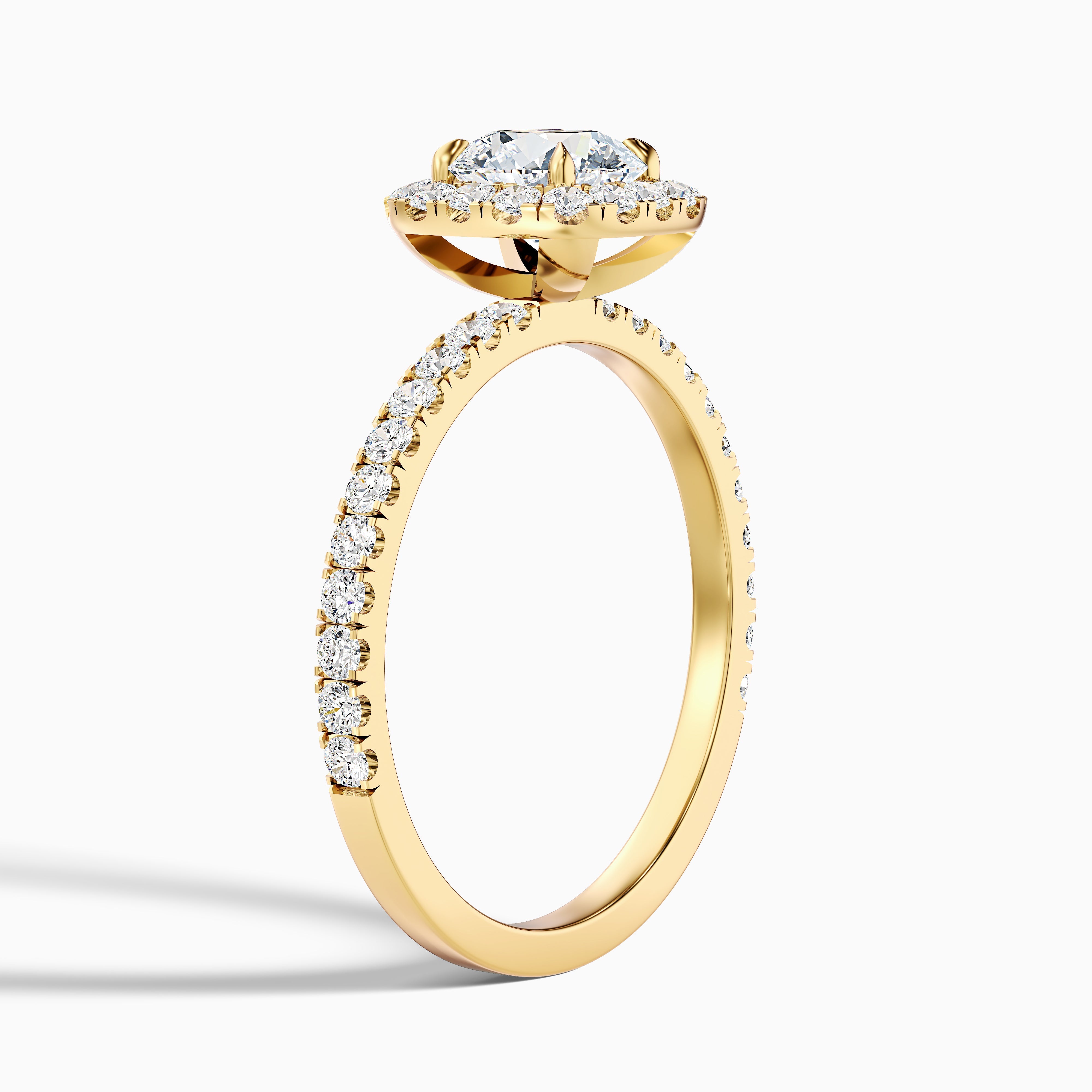 Zia 5 Carat Round Cut Halo Pave Moissanite Engagement Ring in 14k Rose Gold