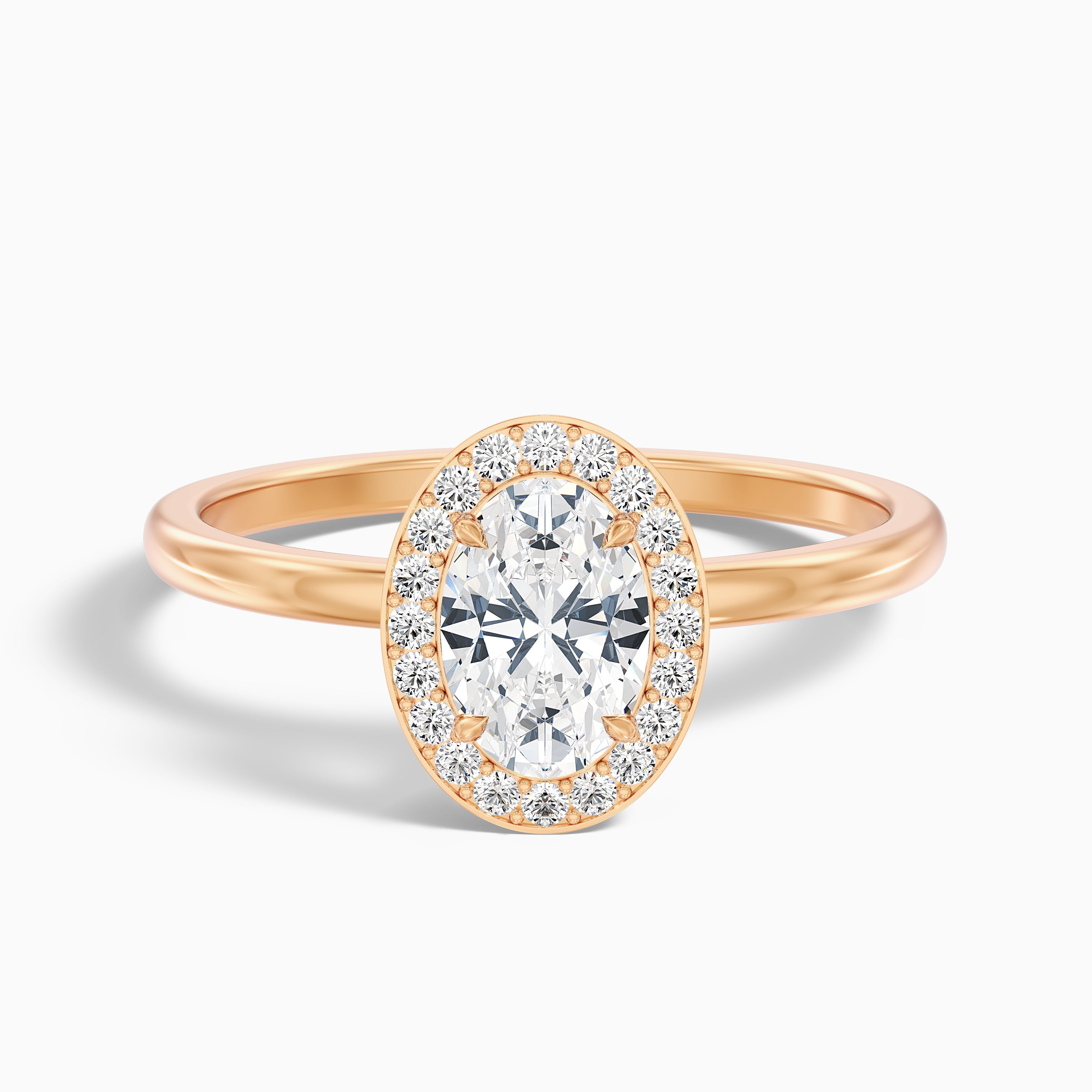 Joa 5.5 Carat Oval Halo Moissanite Engagement Ring in 14k Rose Gold