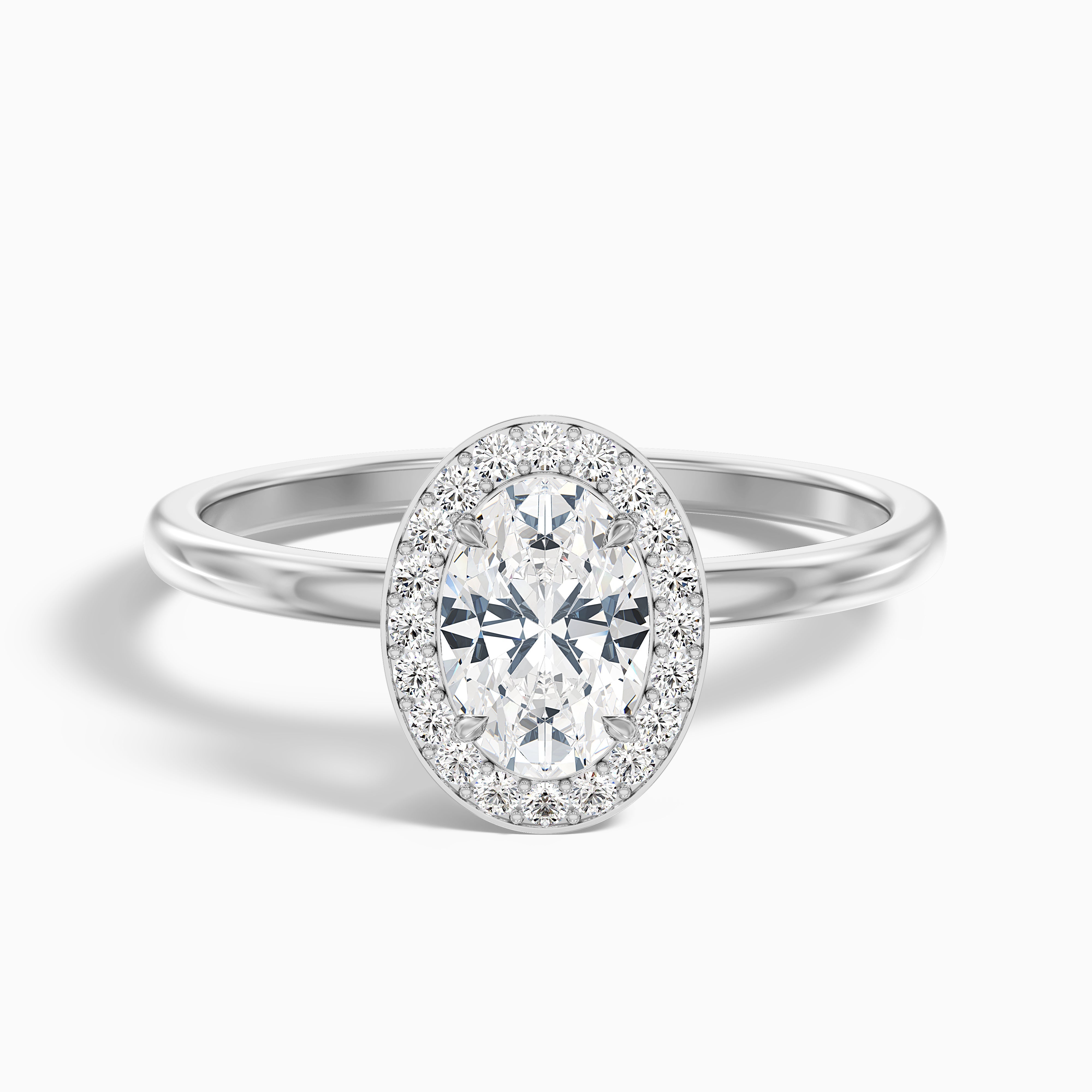 Joa 3 Carat Oval Halo Moissanite Engagement Ring in 10k White Gold