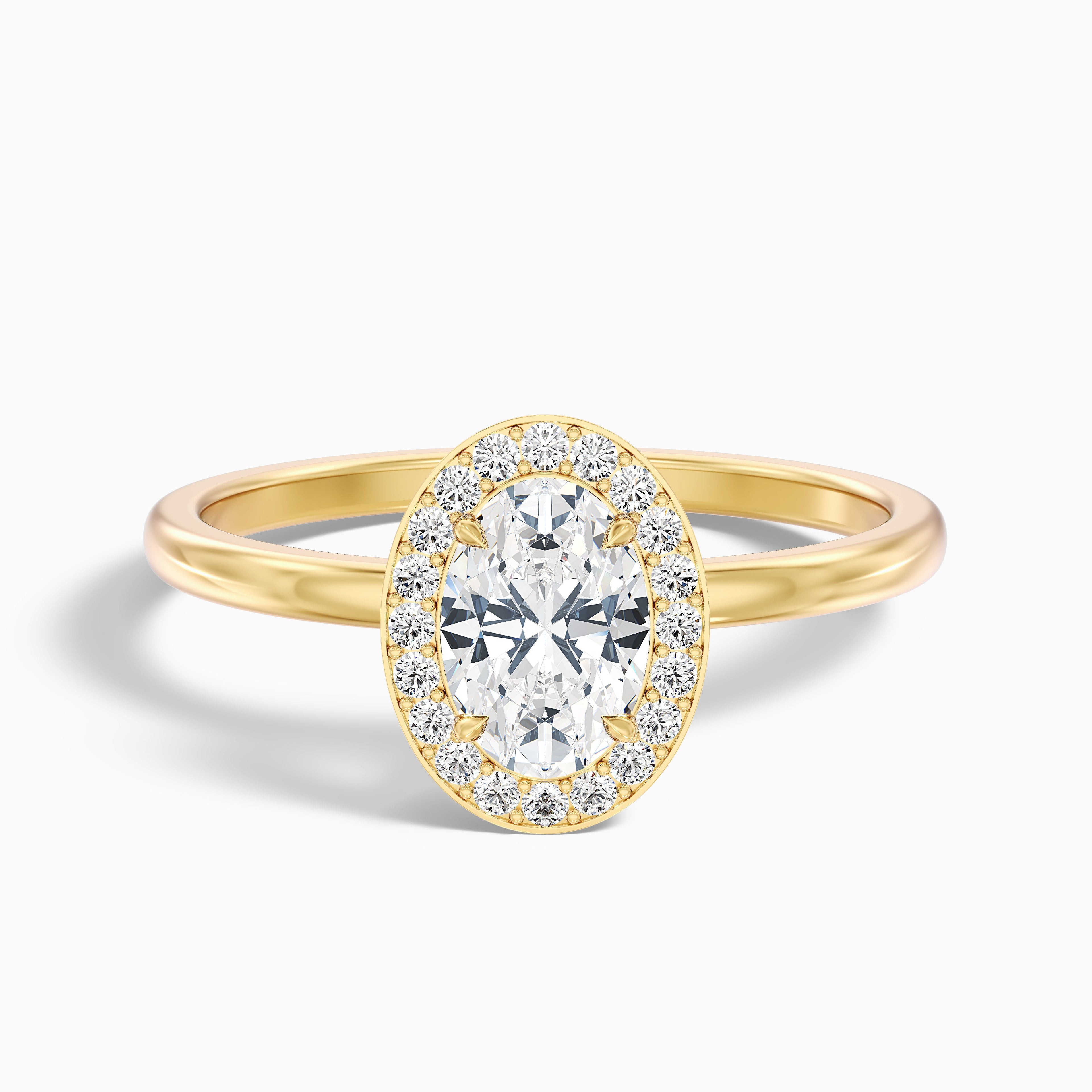 Joa 3.5 Carat Oval Halo Moissanite Engagement Ring in 18k White Gold