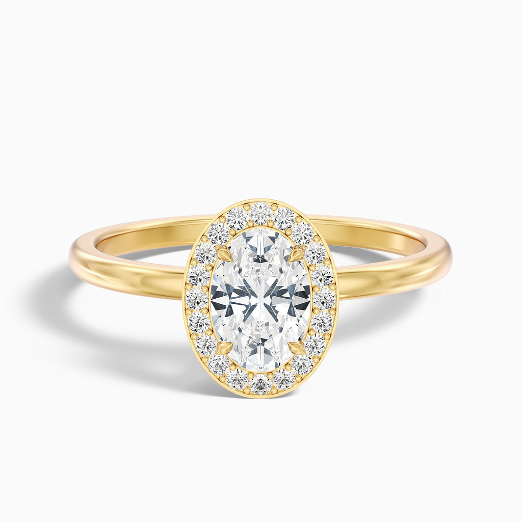 Joa 5 Carat Oval Halo Moissanite Engagement Ring in 18k Rose Gold