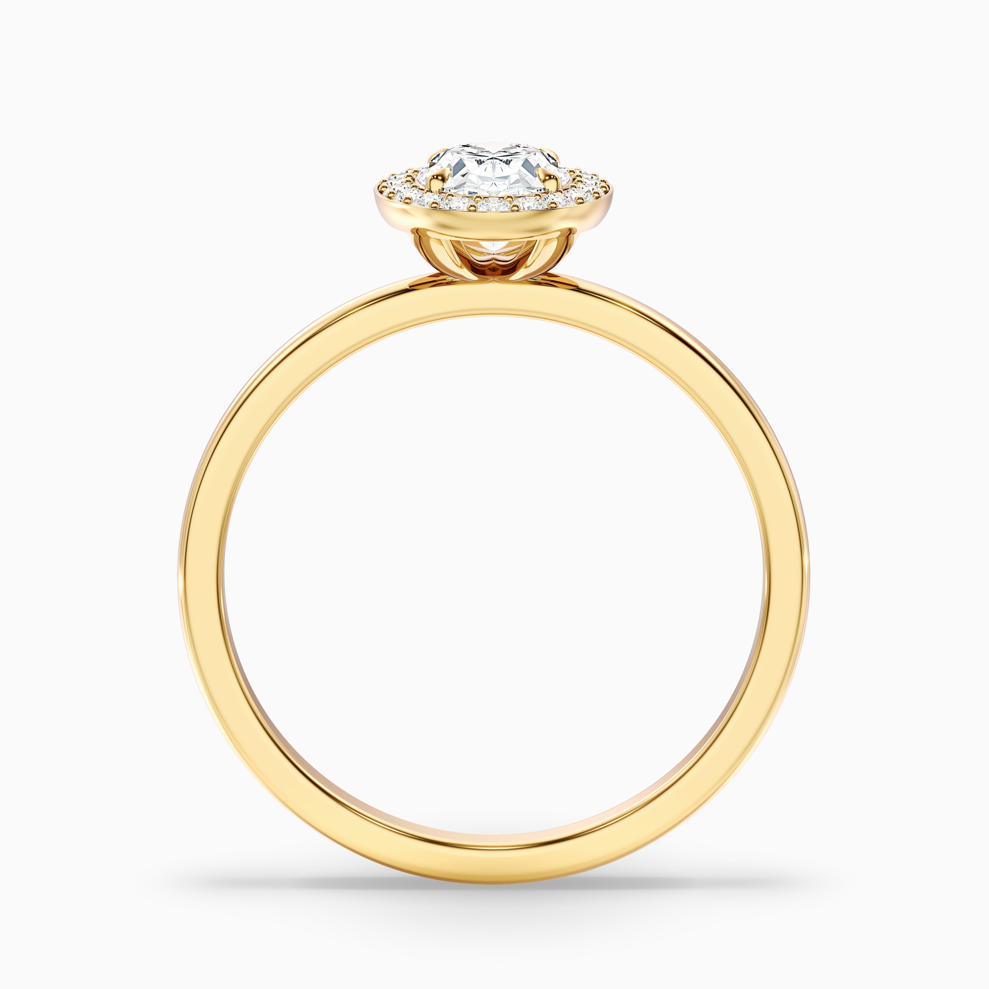 Joa 4.5 Carat Oval Halo Moissanite Engagement Ring in 18k Yellow Gold
