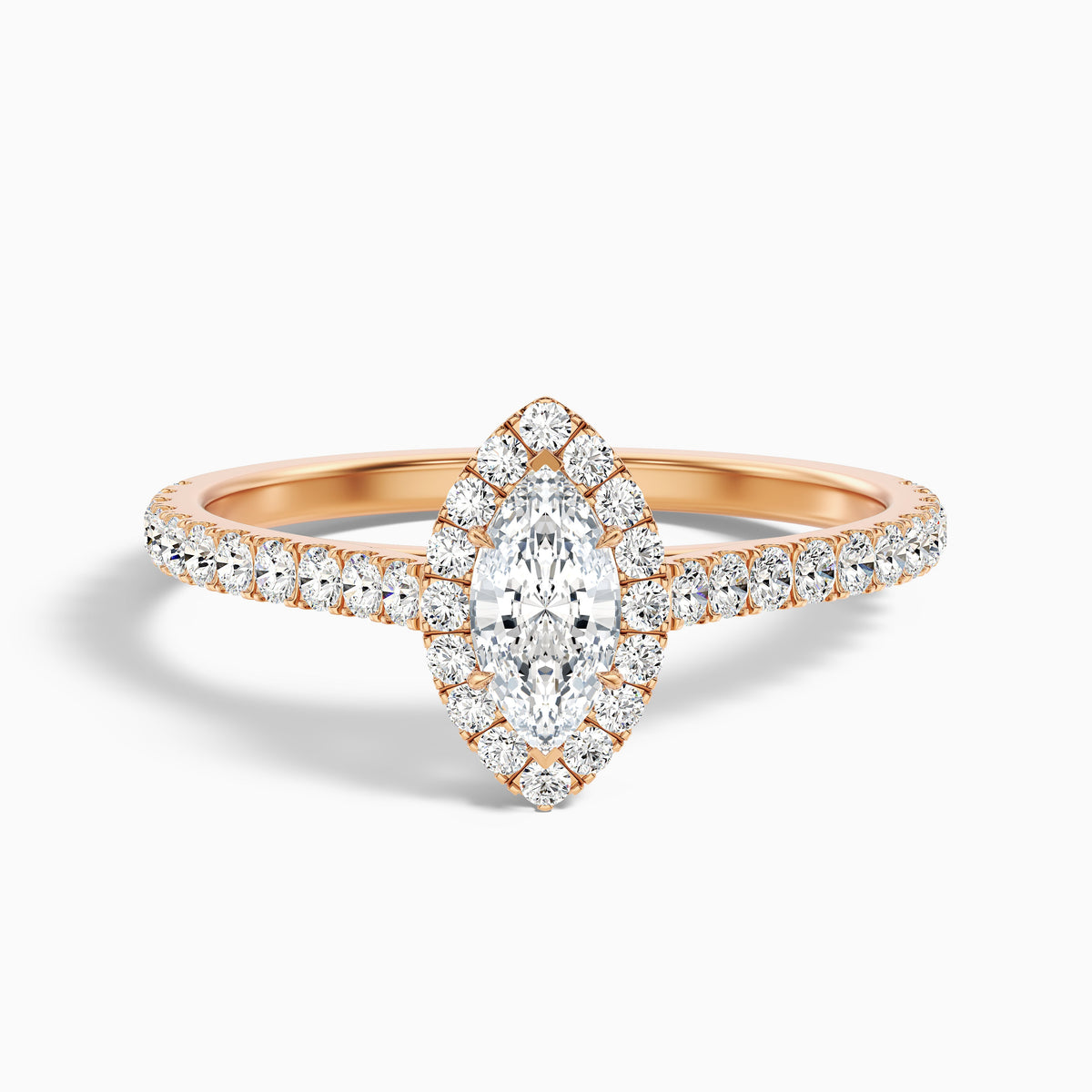 Anna 1.5 Carat Marquise Halo Pave Moissanite Engagement Ring in 10k White Gold