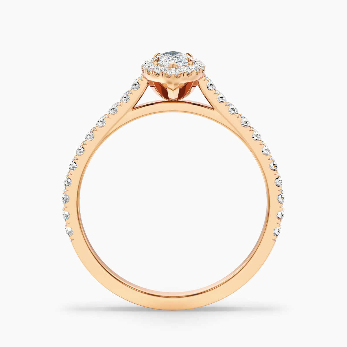 Anna 3 Carat Marquise Halo Pave Moissanite Engagement Ring in 14k White Gold