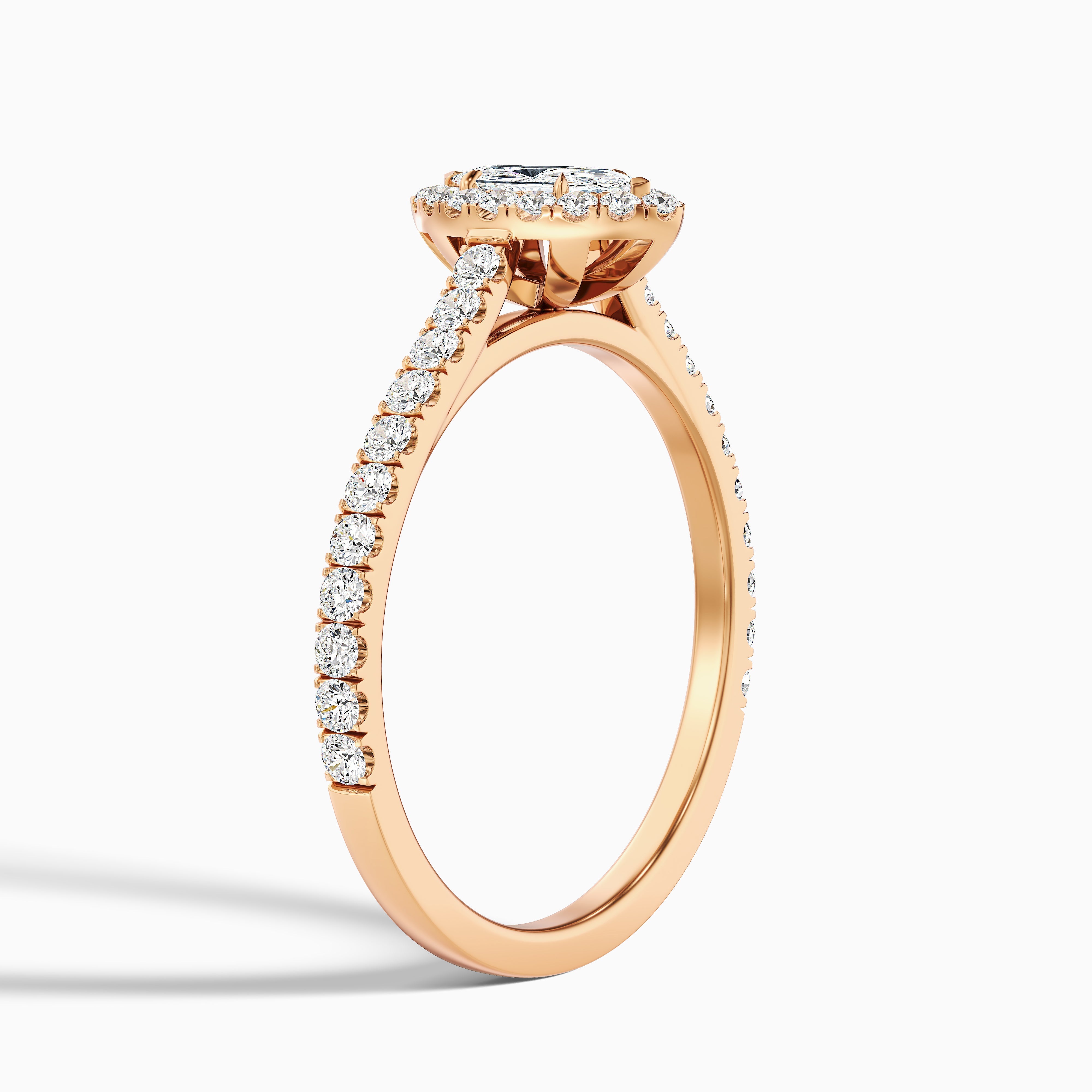 Anna 1 Carat Marquise Halo Pave Moissanite Engagement Ring in 14k White Gold
