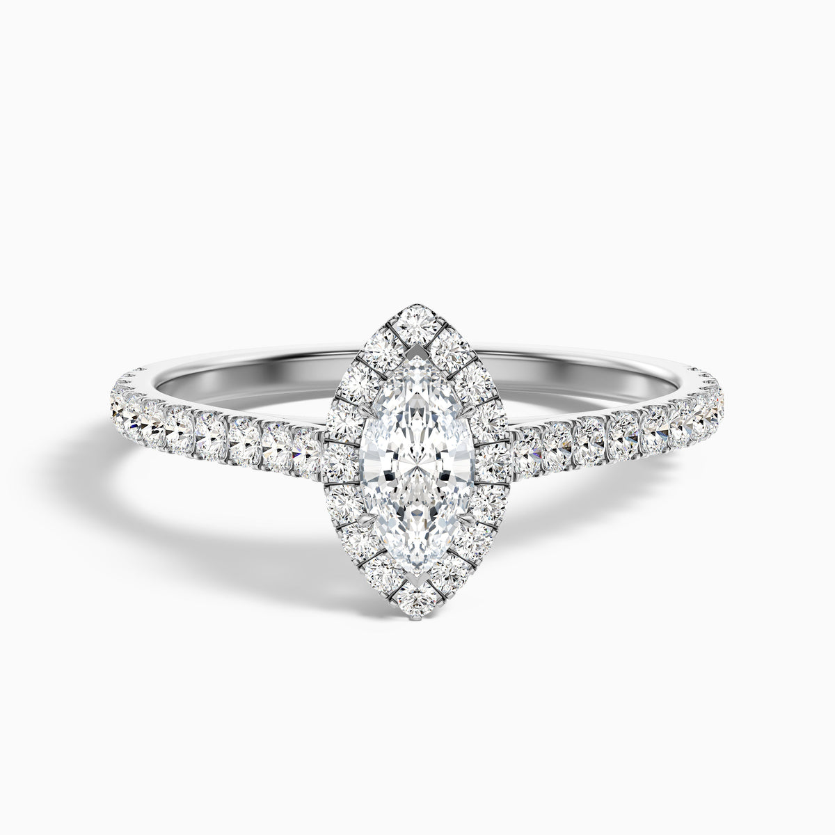 Anna 5 Carat Marquise Halo Pave Moissanite Engagement Ring in 10k Rose Gold