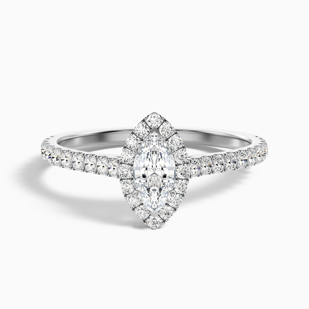 Anna 5.5 Carat Marquise Halo Pave Moissanite Engagement Ring in 18k Rose Gold