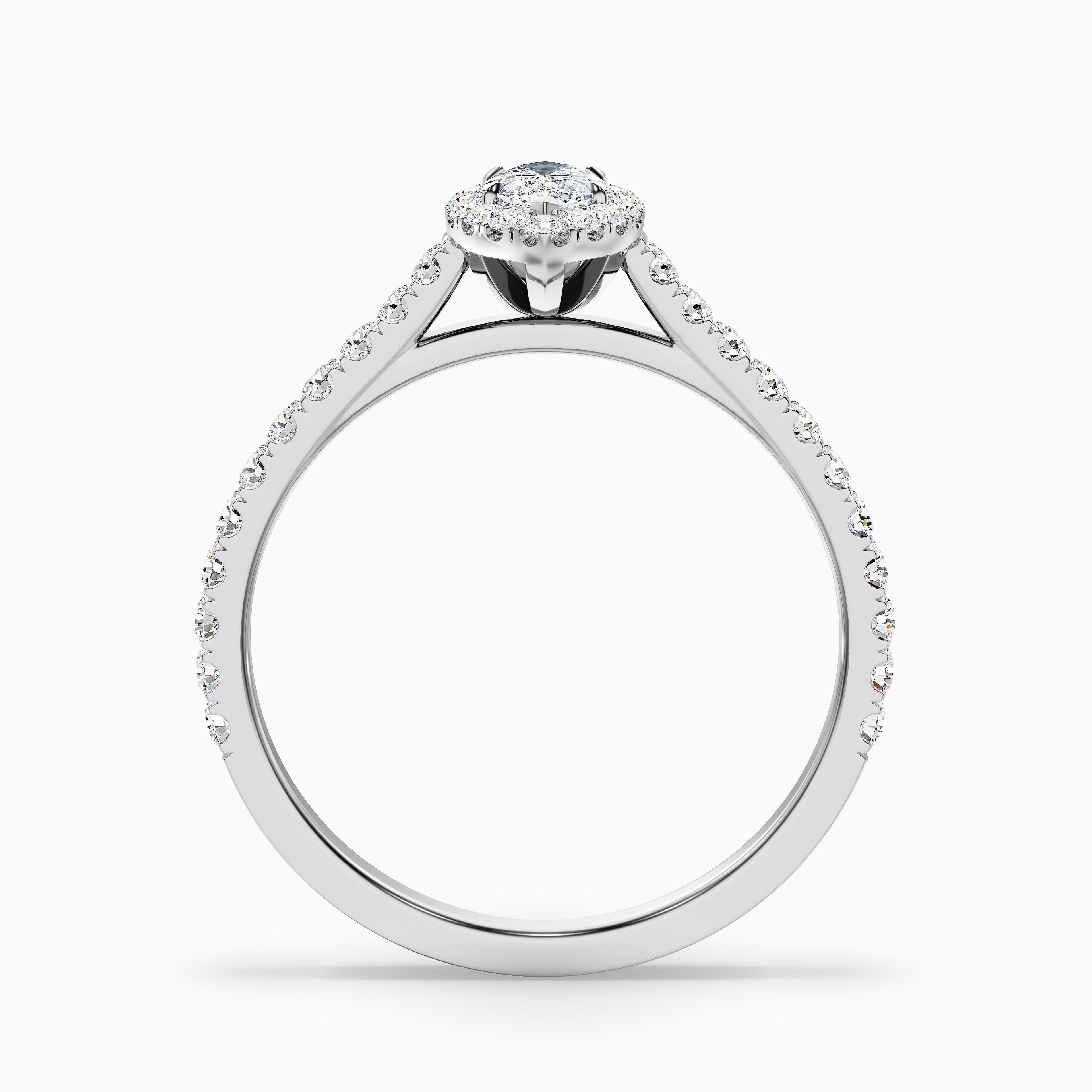 Anna 2 Carat Marquise Halo Pave Moissanite Engagement Ring in 10k Yellow Gold