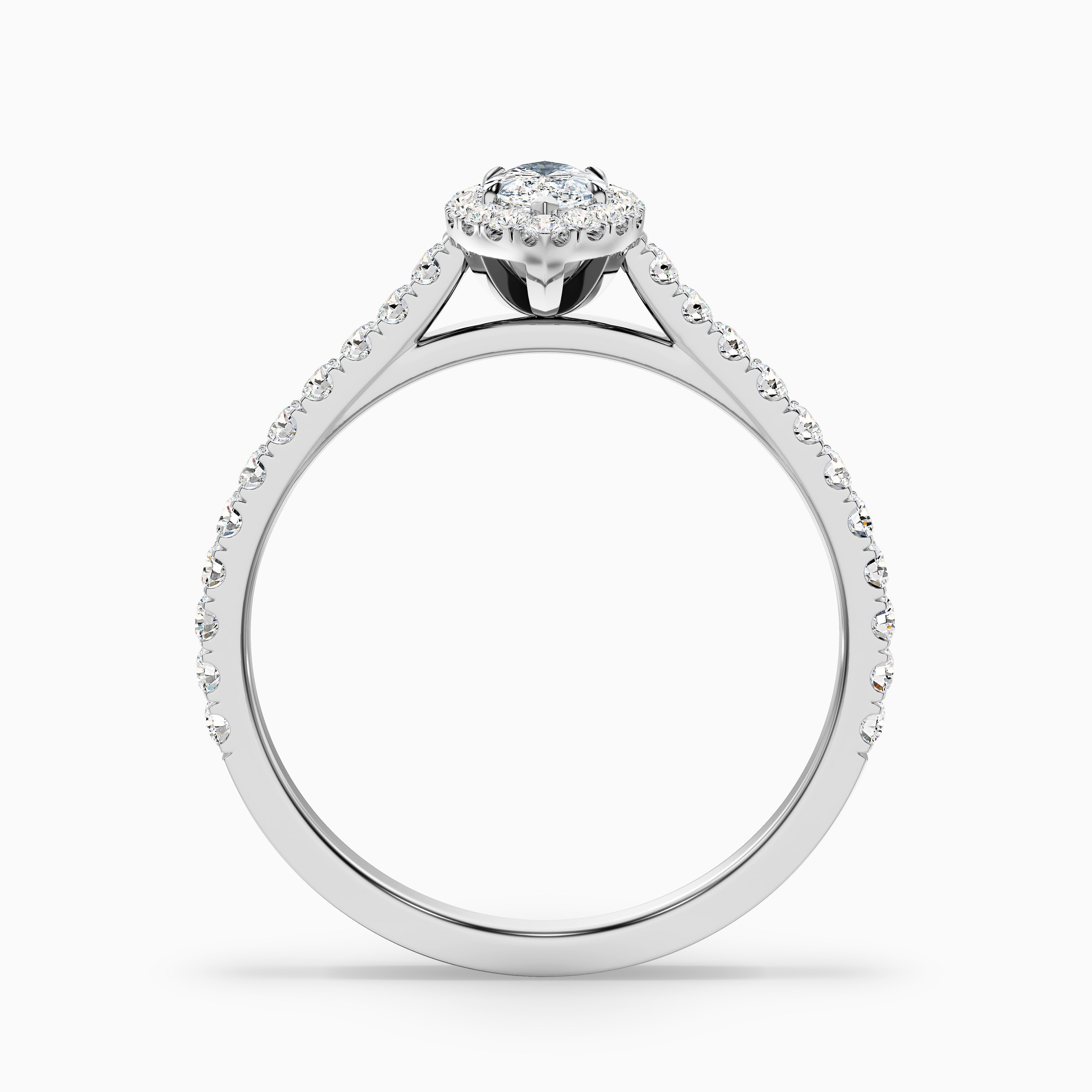 Anna 3 Carat Marquise Halo Pave Moissanite Engagement Ring in 18k White Gold