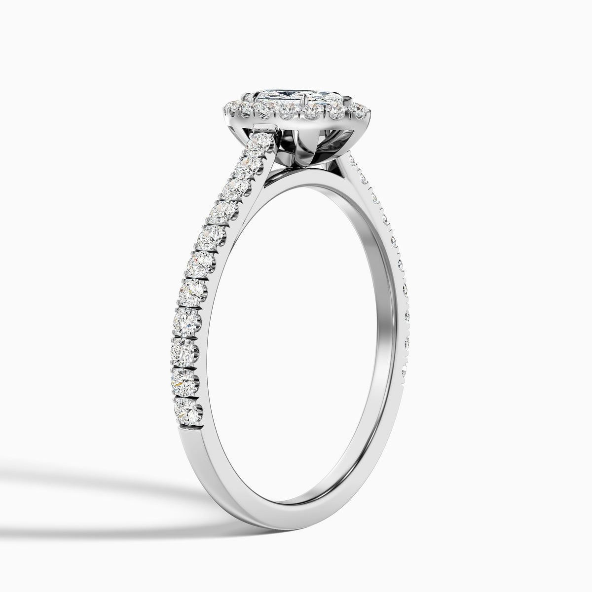 Anna 3 Carat Marquise Halo Pave Moissanite Engagement Ring in 14k Rose Gold